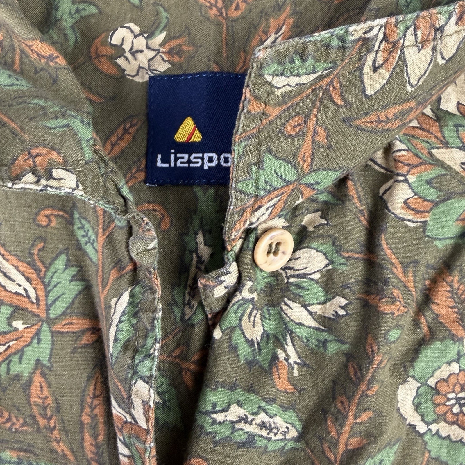 Vintage Liz Sport Loop Collar Shirt Floral Women’s Medium Hiking Granola 90s