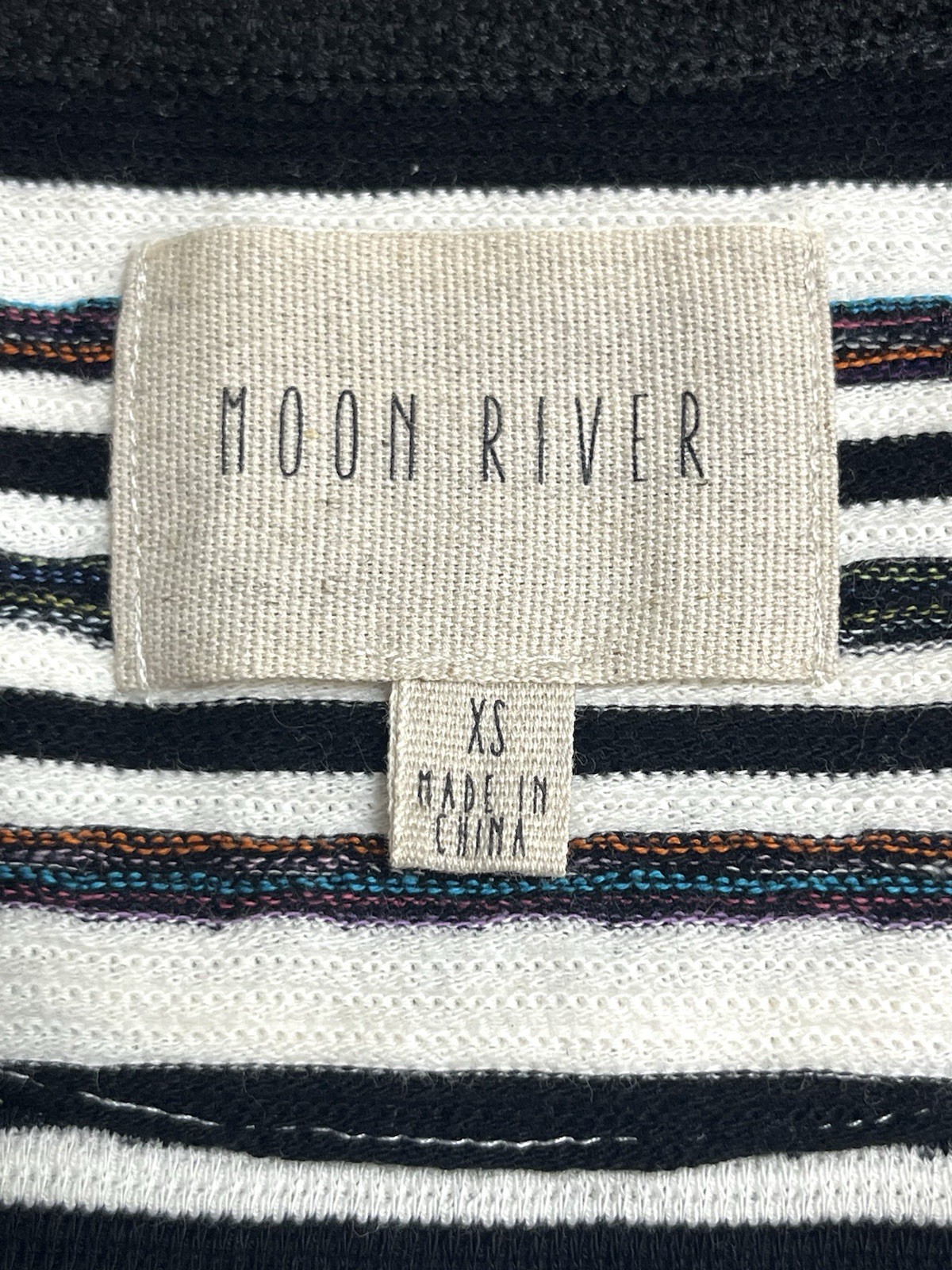 Anthropologie Moon River Striped Bell Sleeve Top Sz XS W/ Tassels Multicolor