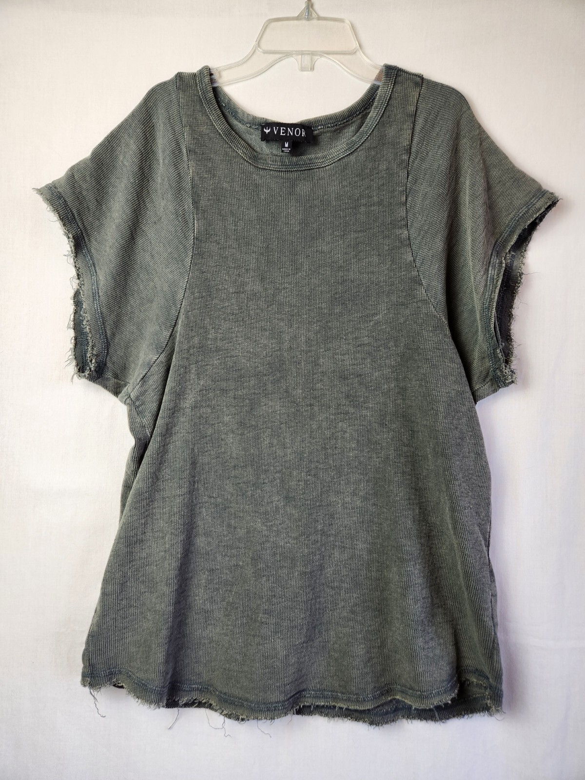Venor Ripped Distressed Over Sized Army Green Hunting Shirt Womens Size Medium