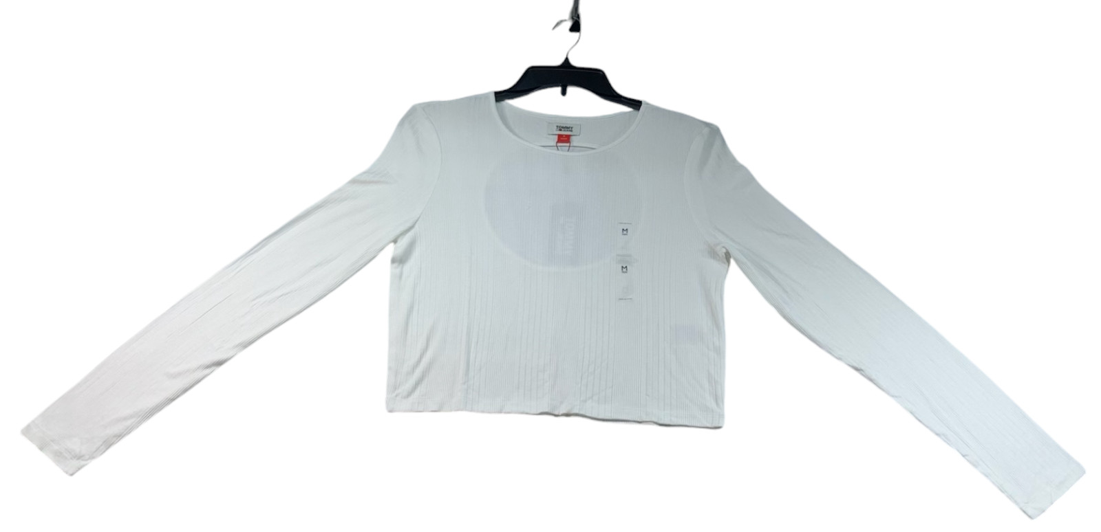 Tommy Jeans Blouse Womens Size Medium White Cropped Cutout Back Long Sleeve New