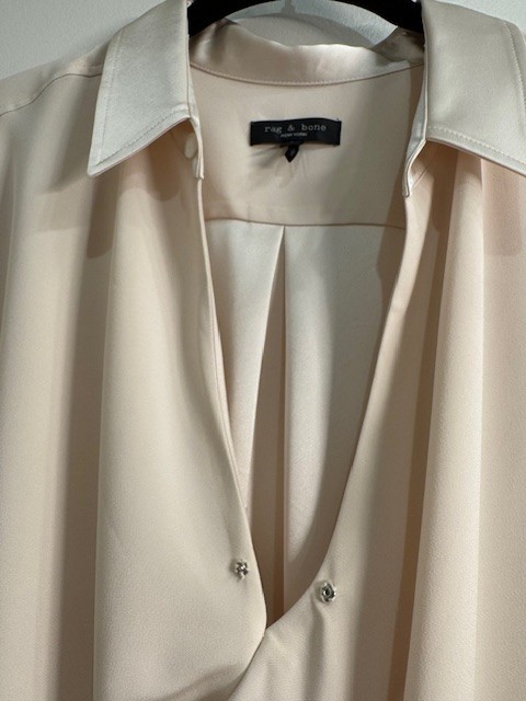 Rag & Bone ‘Phillipa’ Satin Drape Front Blouse SZ: Large NWOT – Classic Design