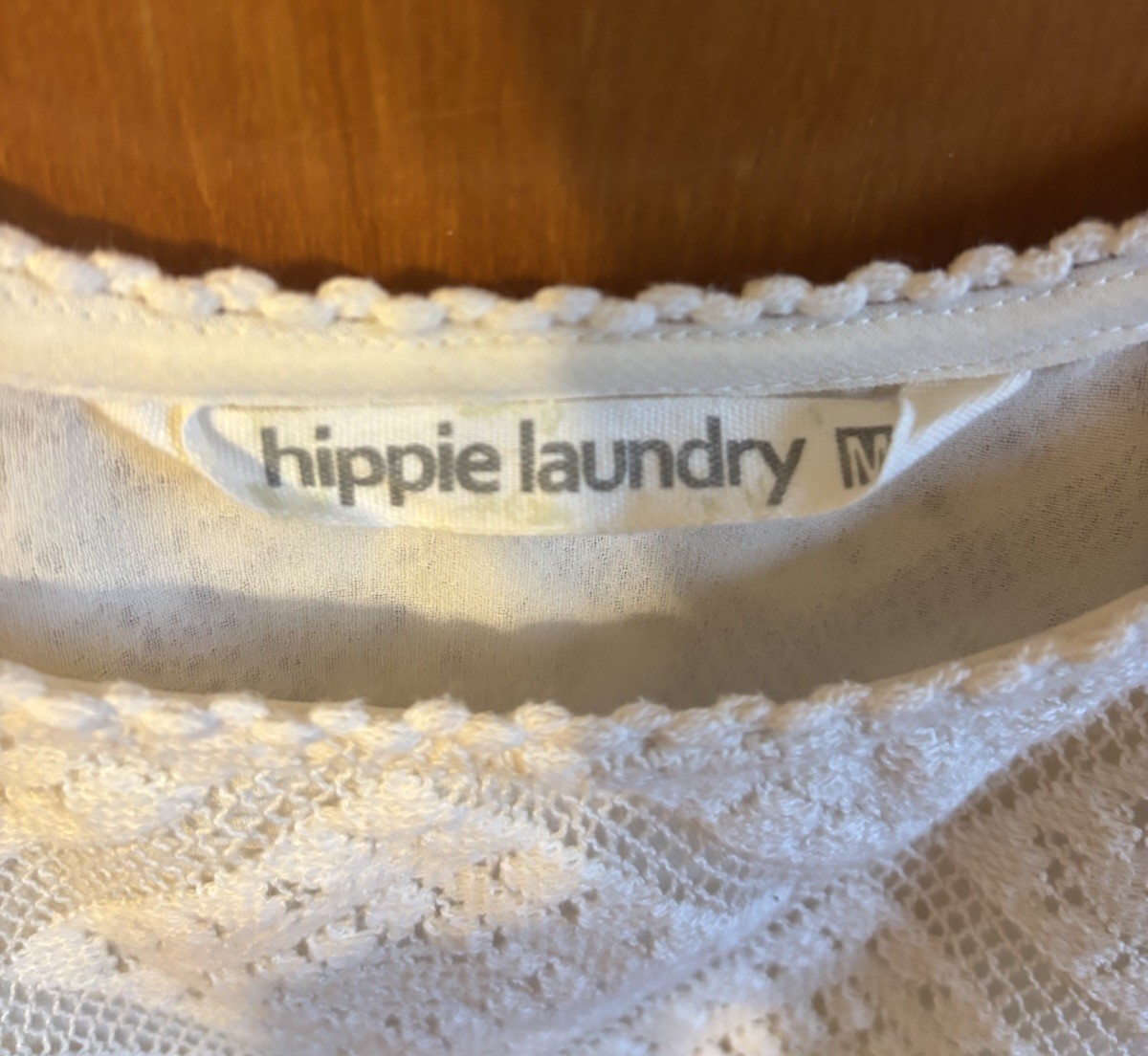 Hippie Laundry White Lace Spaghetti Strap Cami Top Fringe Beaded Hem M