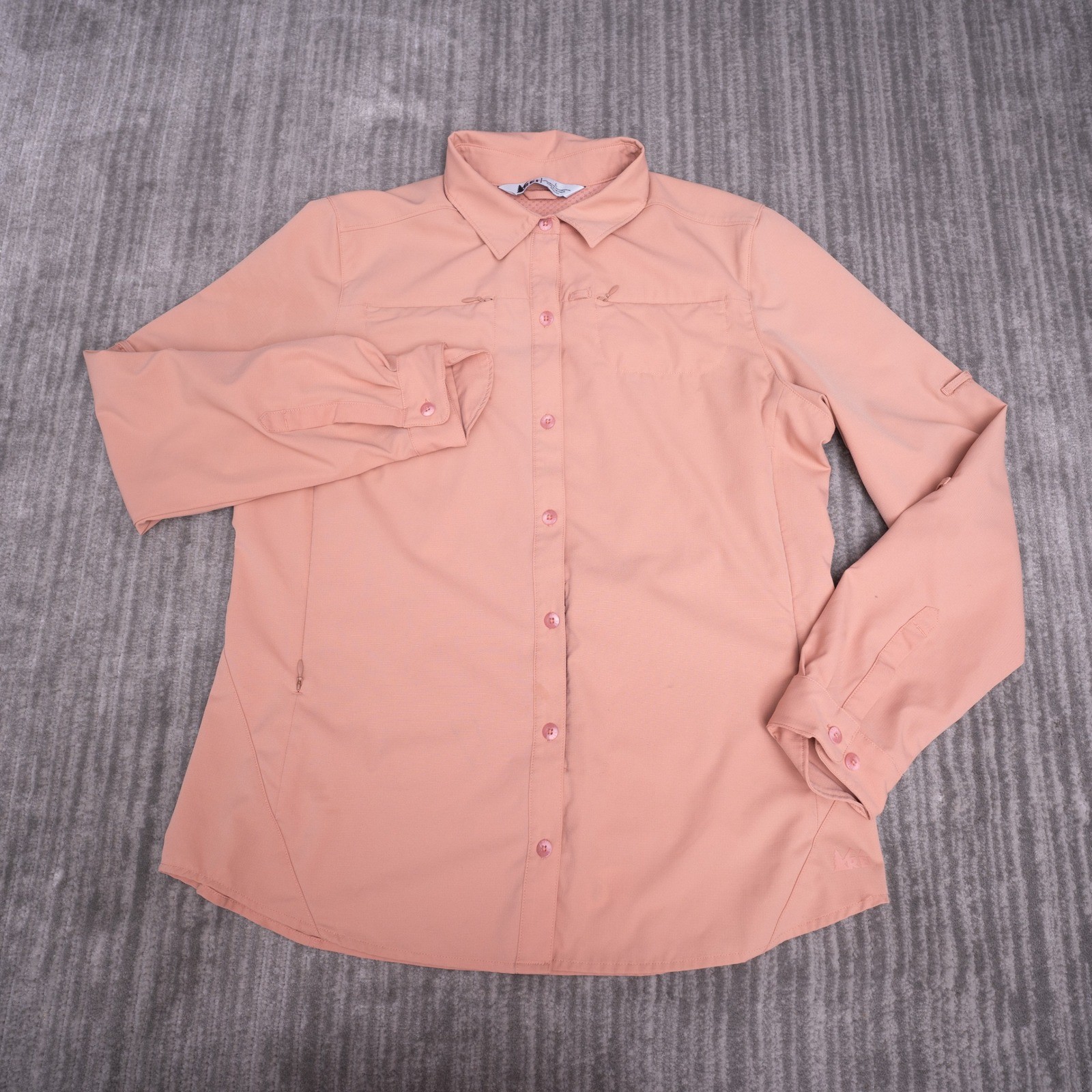 REI Button Down Shirt Womens L Pink Excellent Sahara Hiking Ripstop Long Sleeve