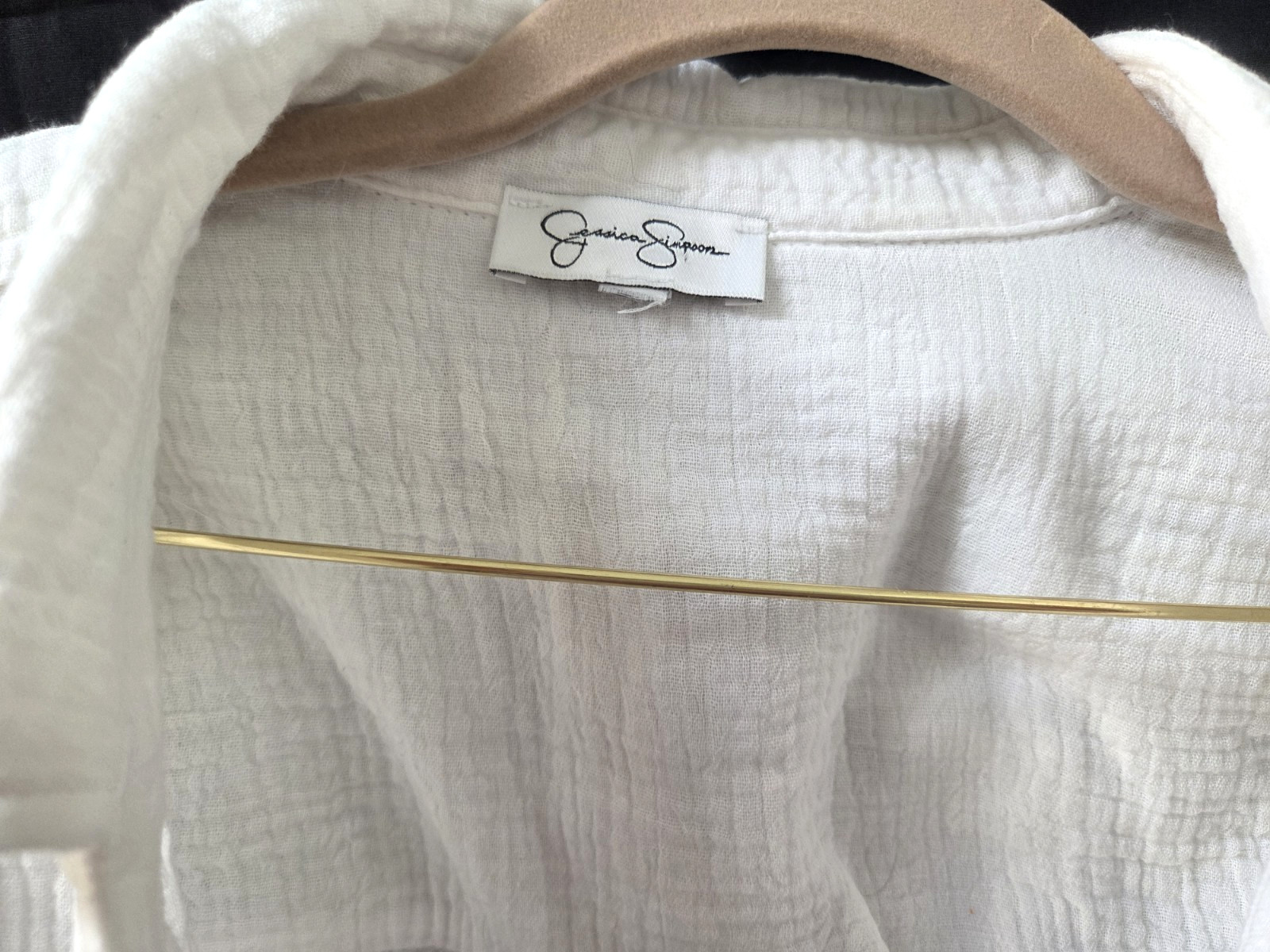 Jessica Simpson Sm White Gauze Button Up Shirt 100% Cotton Beach Vacation Resort