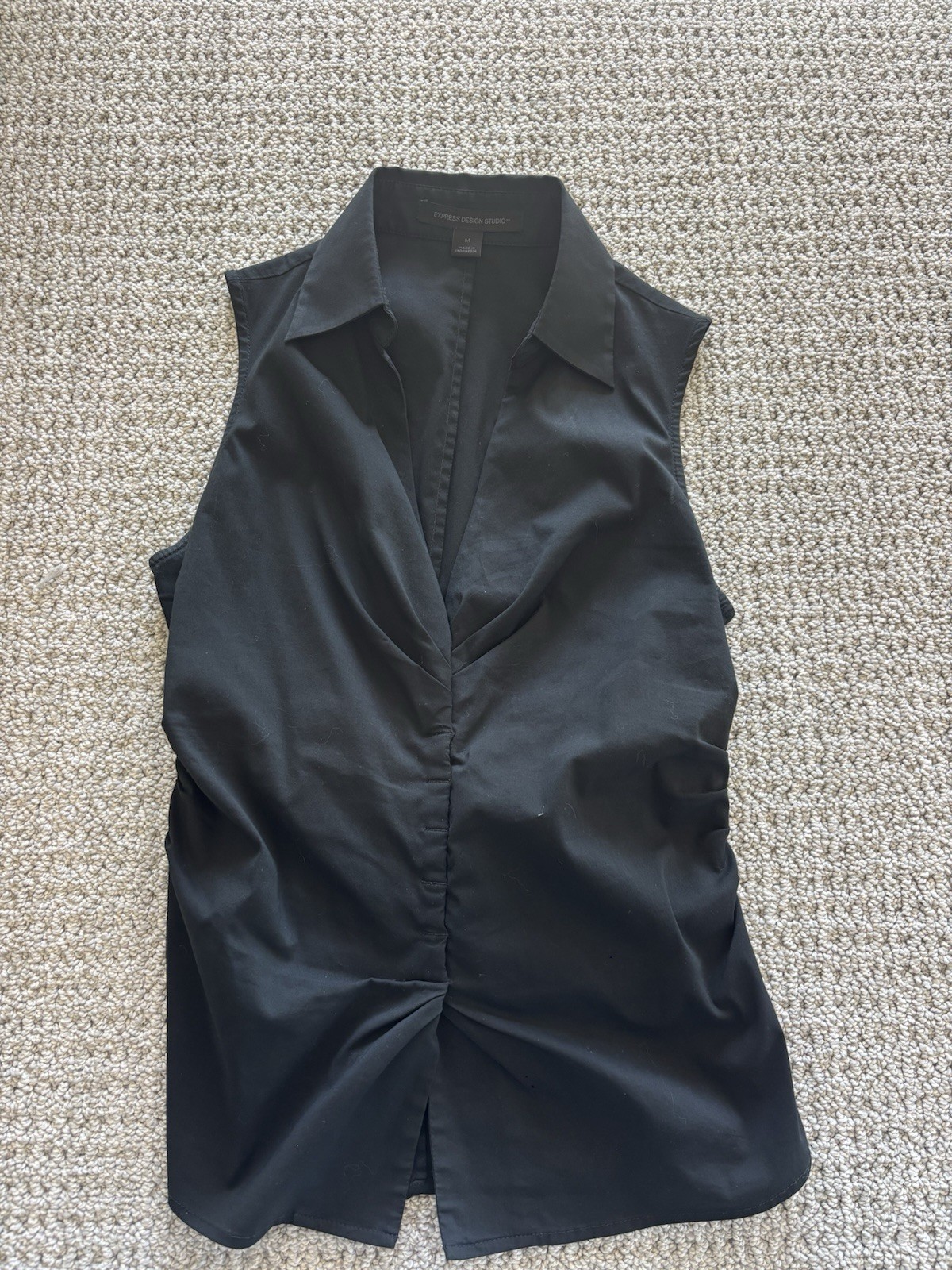 Express Design Studio Women’s Cinched Blouse Top Side Zipper Size M
