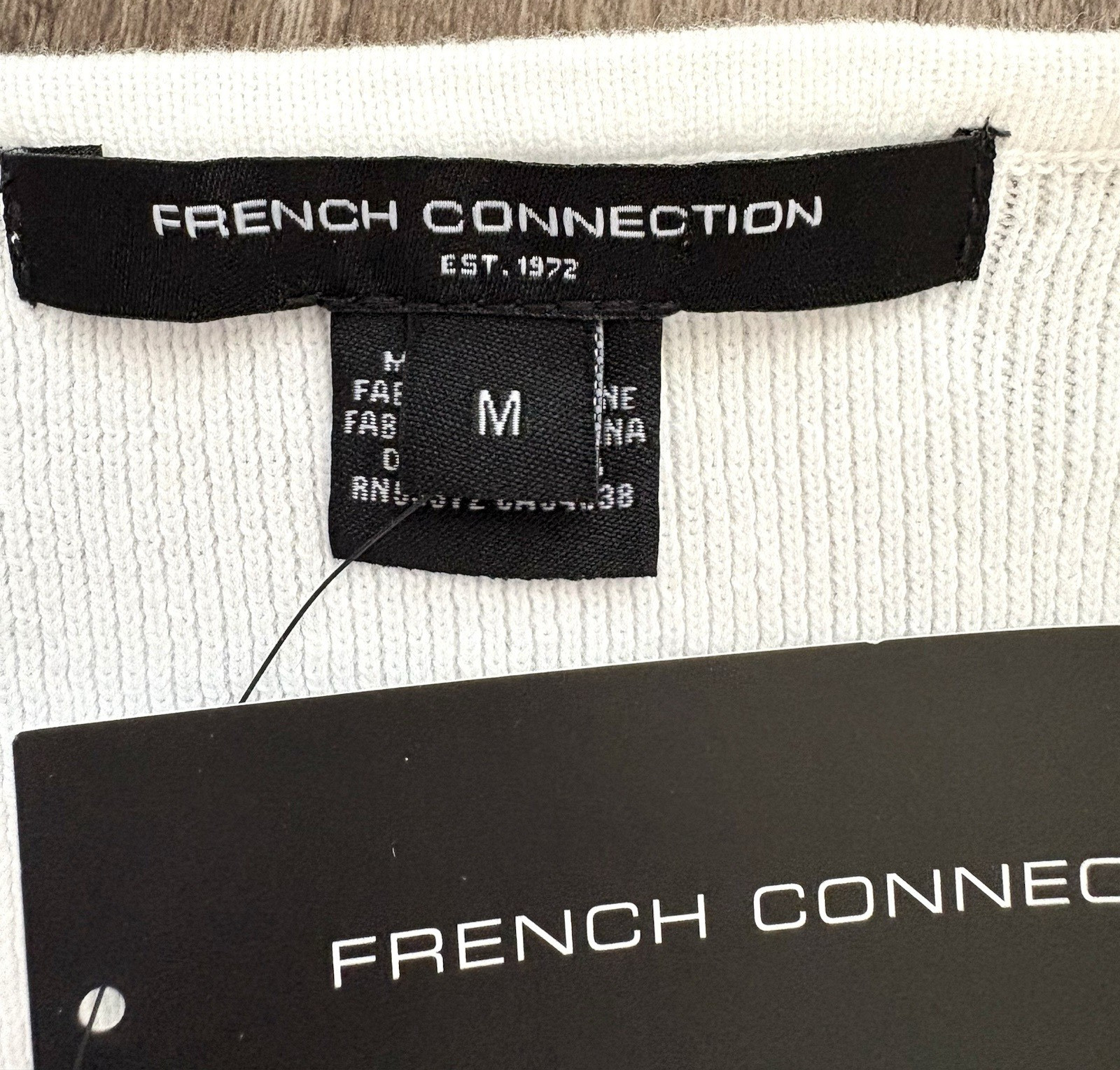 French Connection M Mozart Faux Wrap Sheer Puff Sleev. White V Neck Sweater -NWT