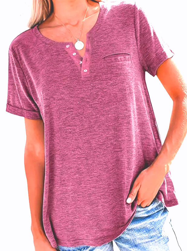 Plus Size Button Front Short Sleeve Slight Stretch Casual Tee- Size 5XL – NWT