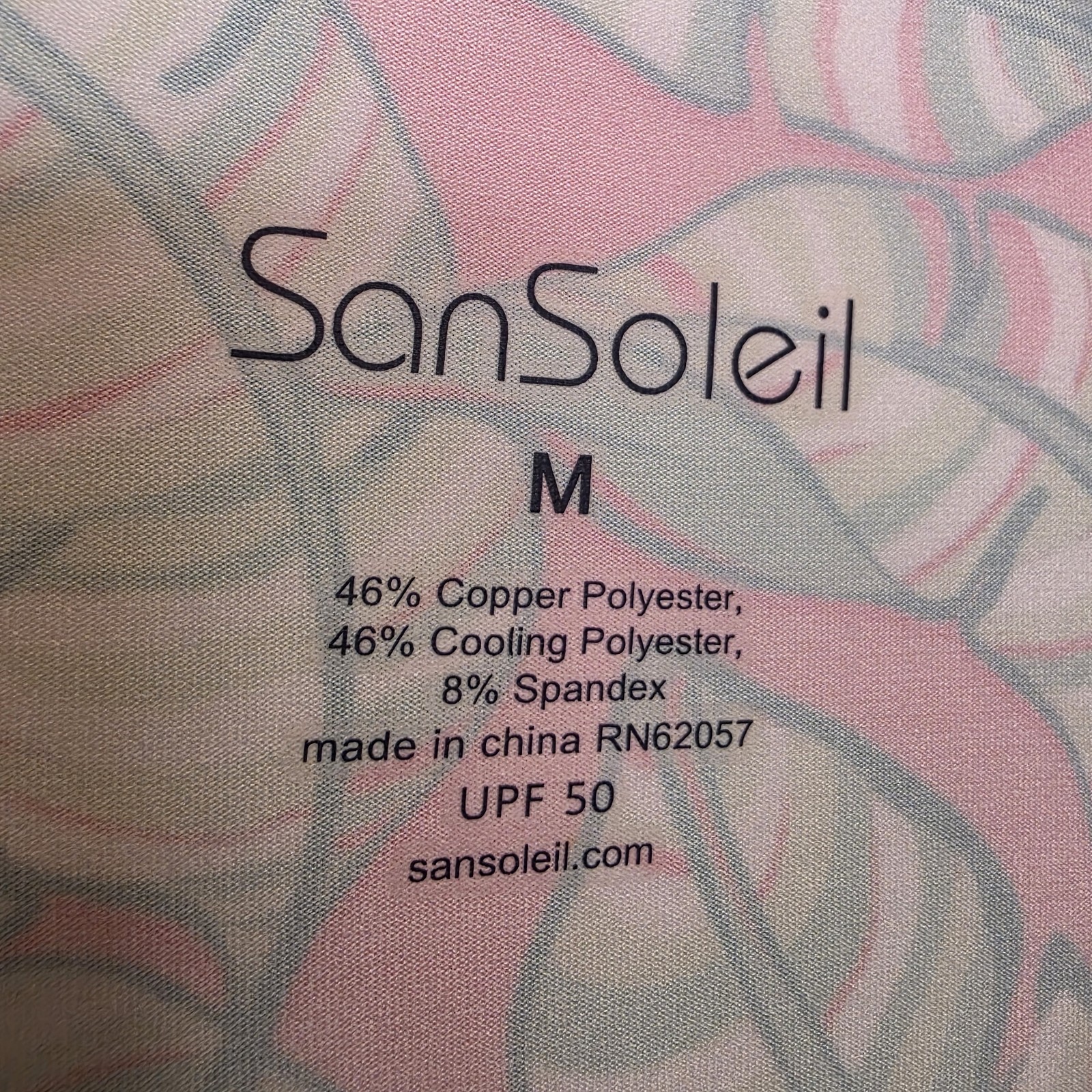 San Soleil Sun Shirt Pink & Green Palm Leaves Design Sz M Vented