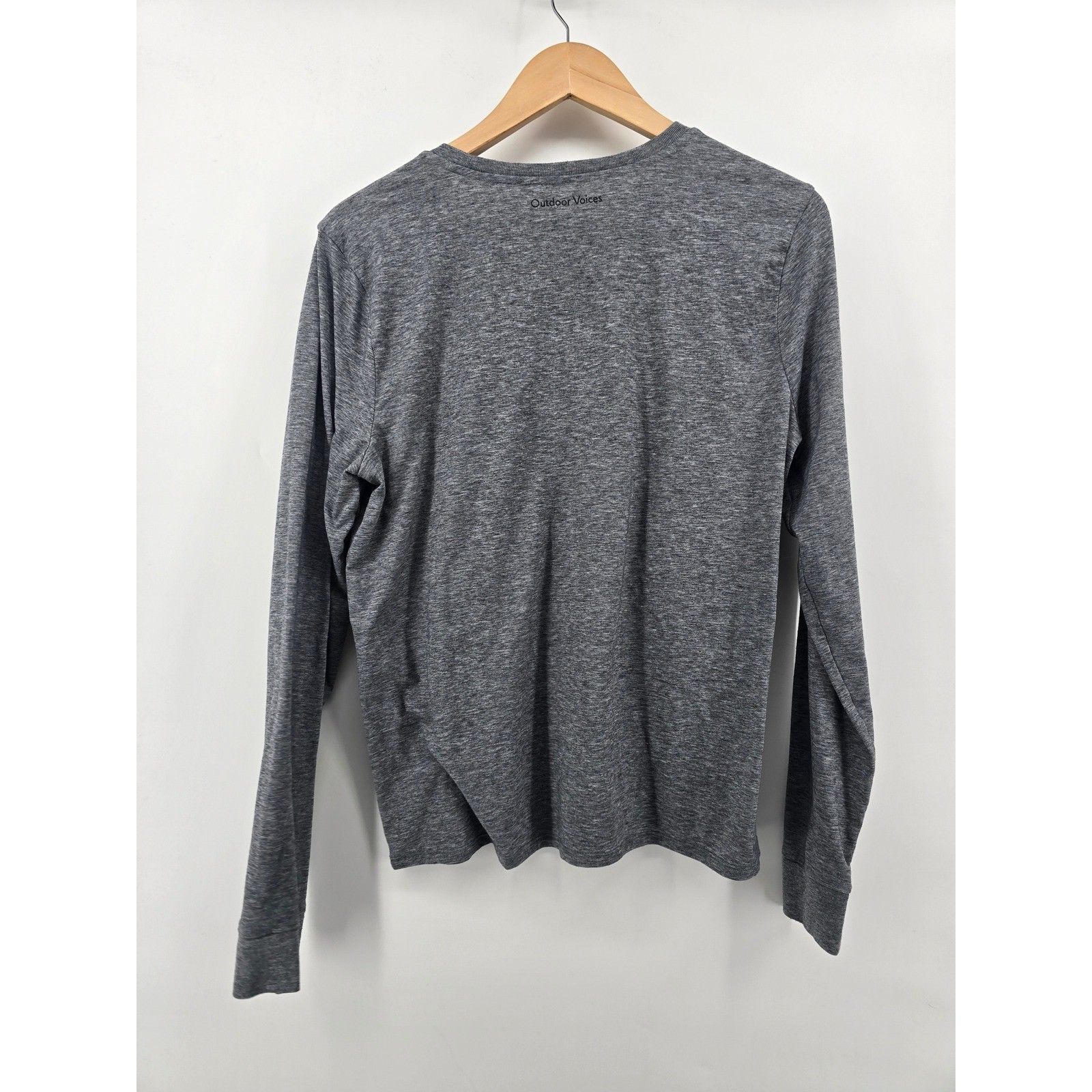 Outdoor Voices Long Sleeve Tee Womens L Gray CloudKnit Crew Neck Heathered Shirt