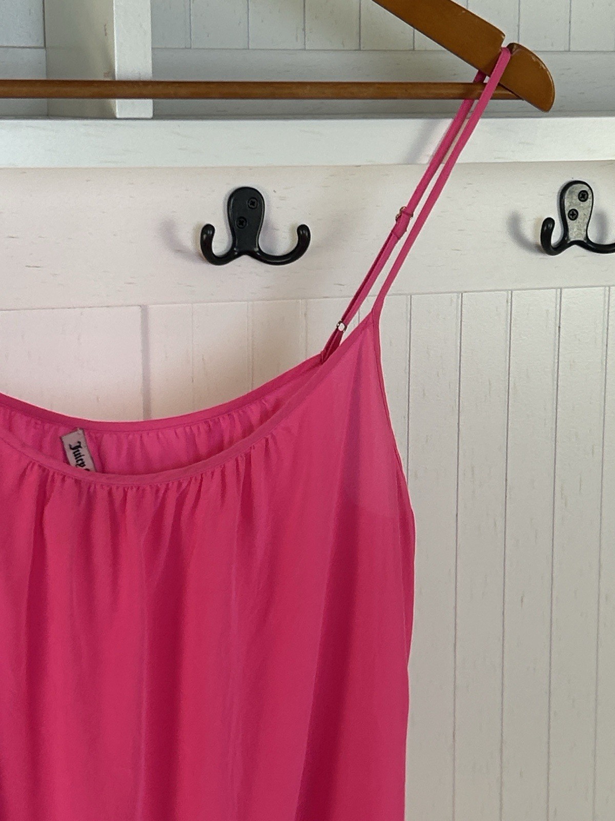 Juicy Couture Hot Pink 100% Silk Cami M Y2K Fairy Romantic Coquette Tank Top