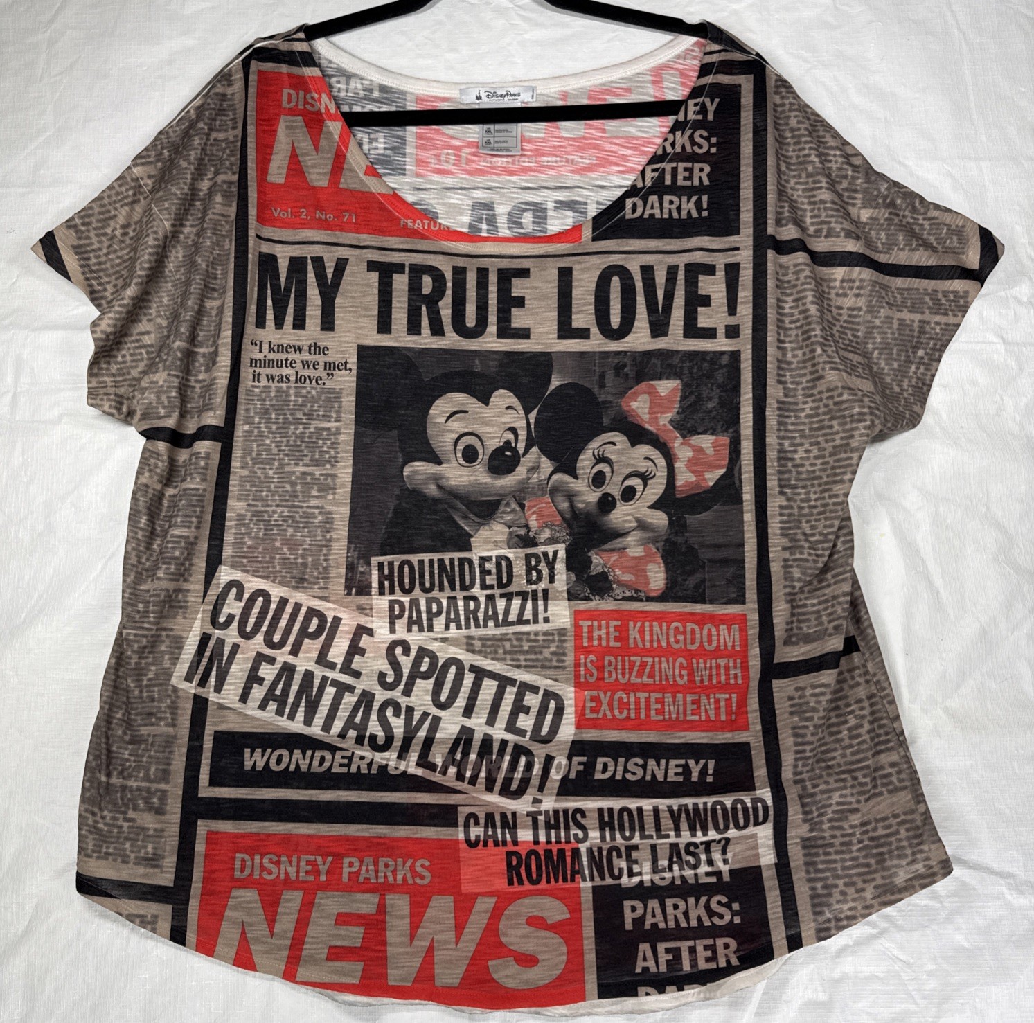 Disney Parks “My True Love” Shirt Women’s Plus 2XL Black/Red Mickey Minnie EUC
