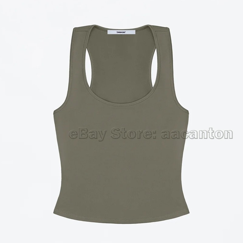 Tank Air Studio Tank Tops Solid Color Wide Shoulder Strap Vests Racerback Top