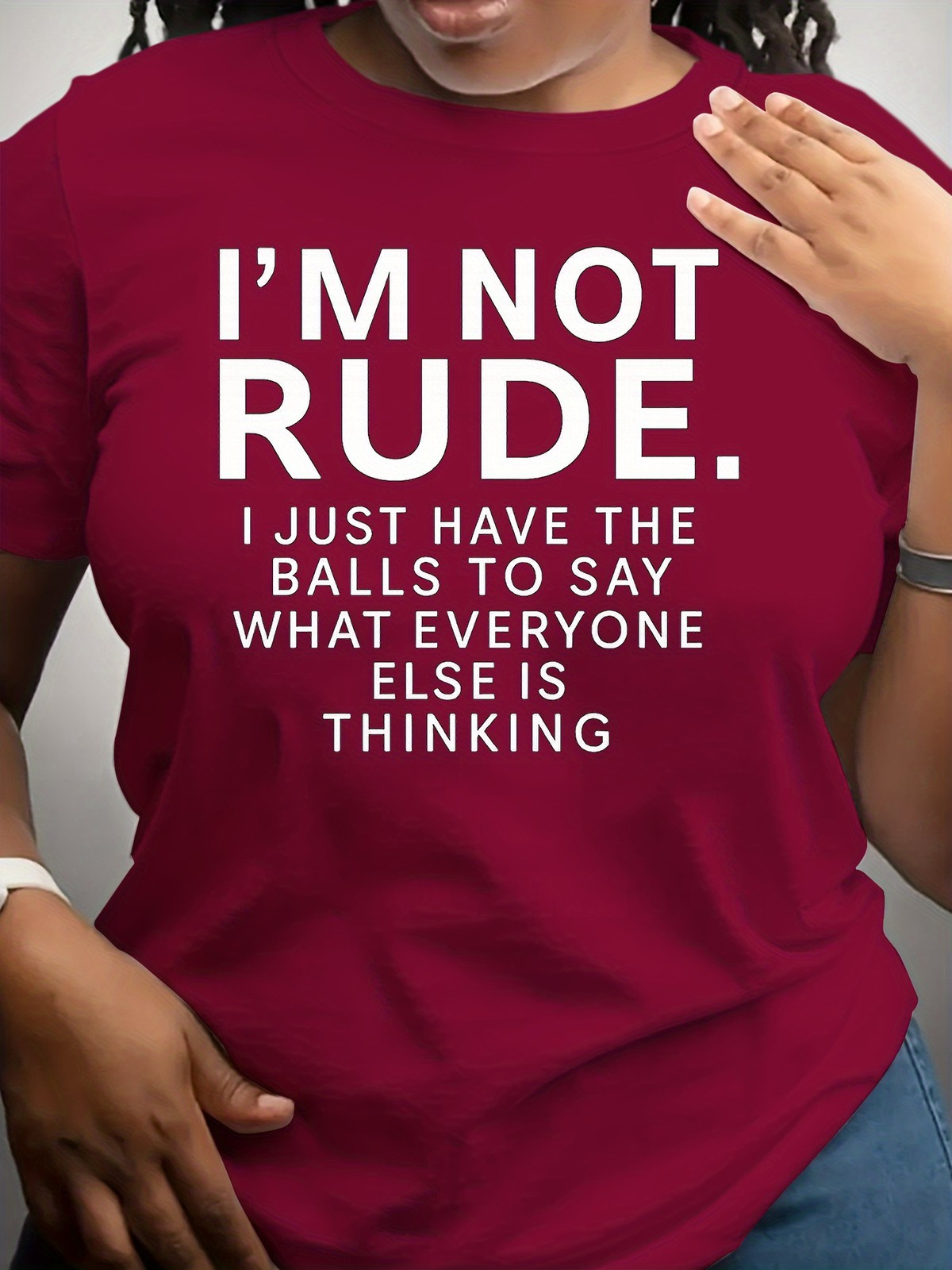 “I’m NOT RUDE” Printed T-shirts, Women’s Round-neck Tops Summer Ladies’ Tee ↗
