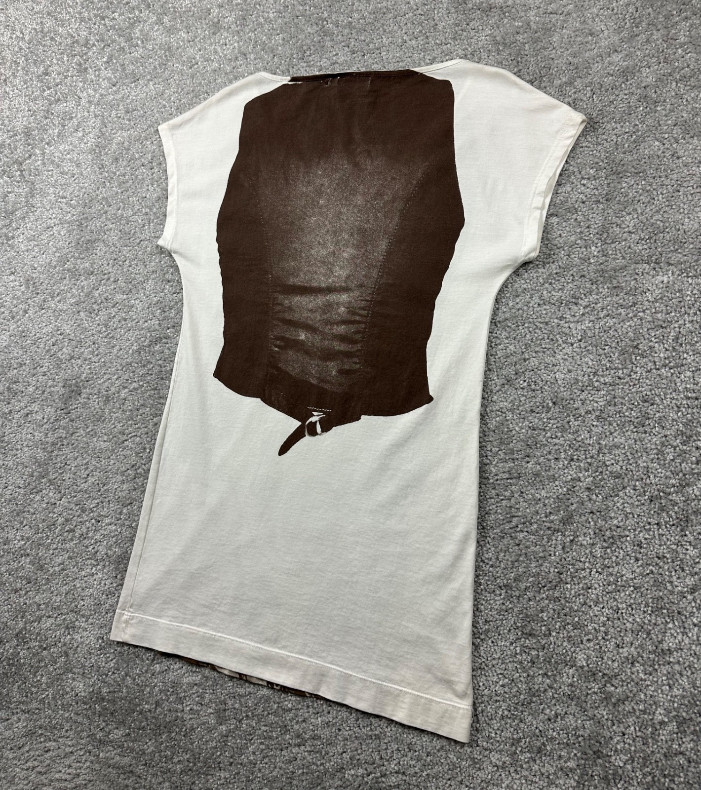 Miss Sixty Longline T-Shirt Women’s Size XS Cut Out Neck Y2K Avant Garde 2000s