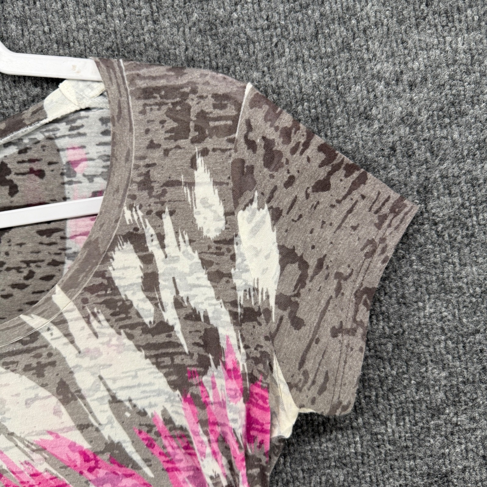The North Face Y2K Top Womens M Gray Pink Acid Wash Short Sleeve Fitted 90s