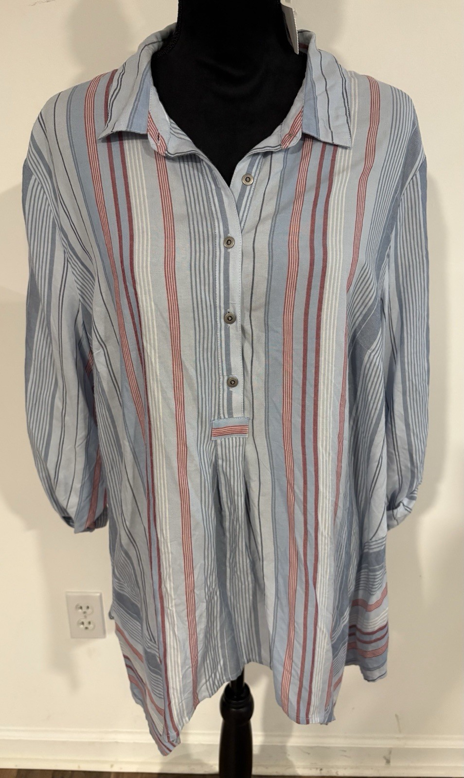 Vintage America Women’s Striped Tunic Blouse Size XL