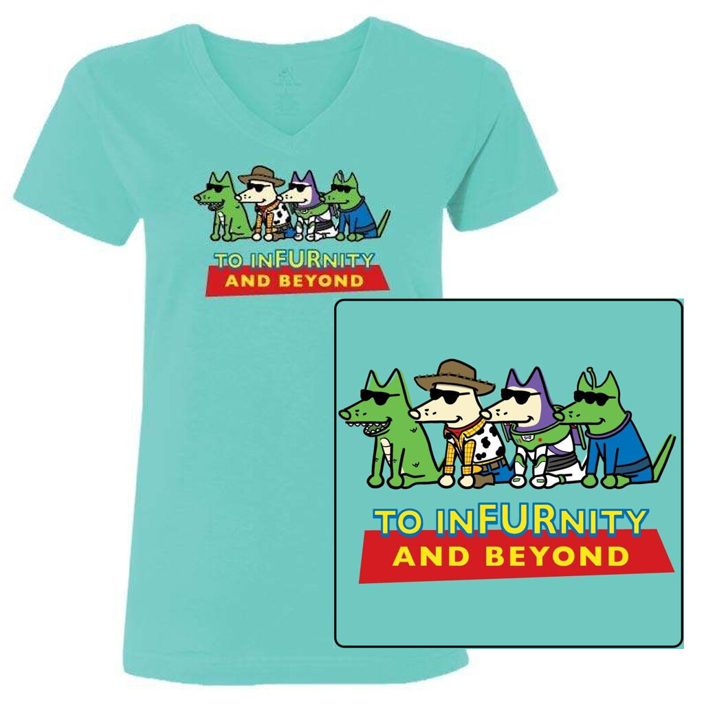 Teddy the Dog T Shirt To InFURnity and Beyond Ladies V Neck Tee Toy Story Ltd Ed