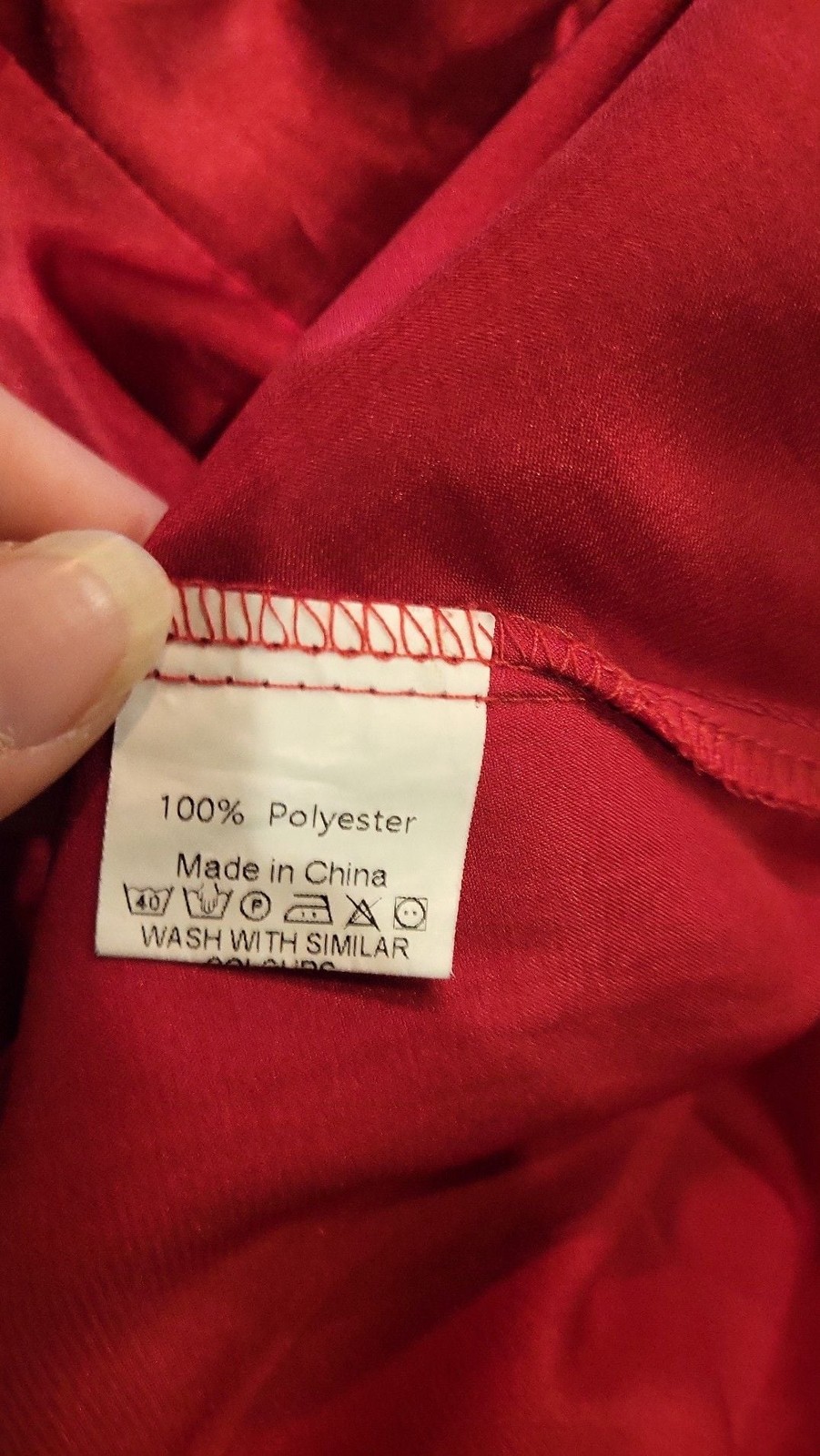 Flowy Celmia Collection Red Satin Mock Tie Neck Long Sleeve Blouse Size XL