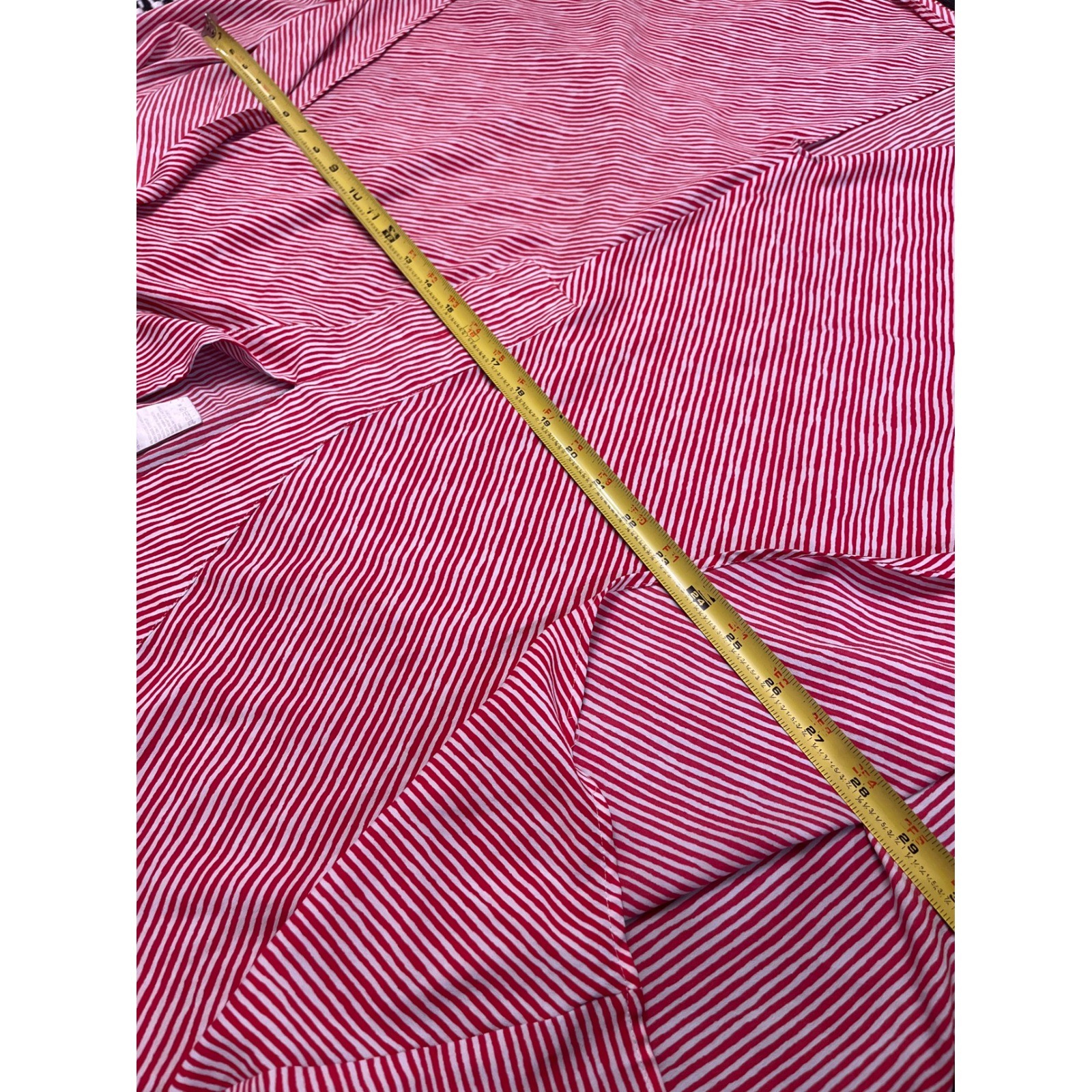 Chicos Red White Striped Kaftan Tunic V-Neck Flutter Sleeve Blouse Size 4 2XL