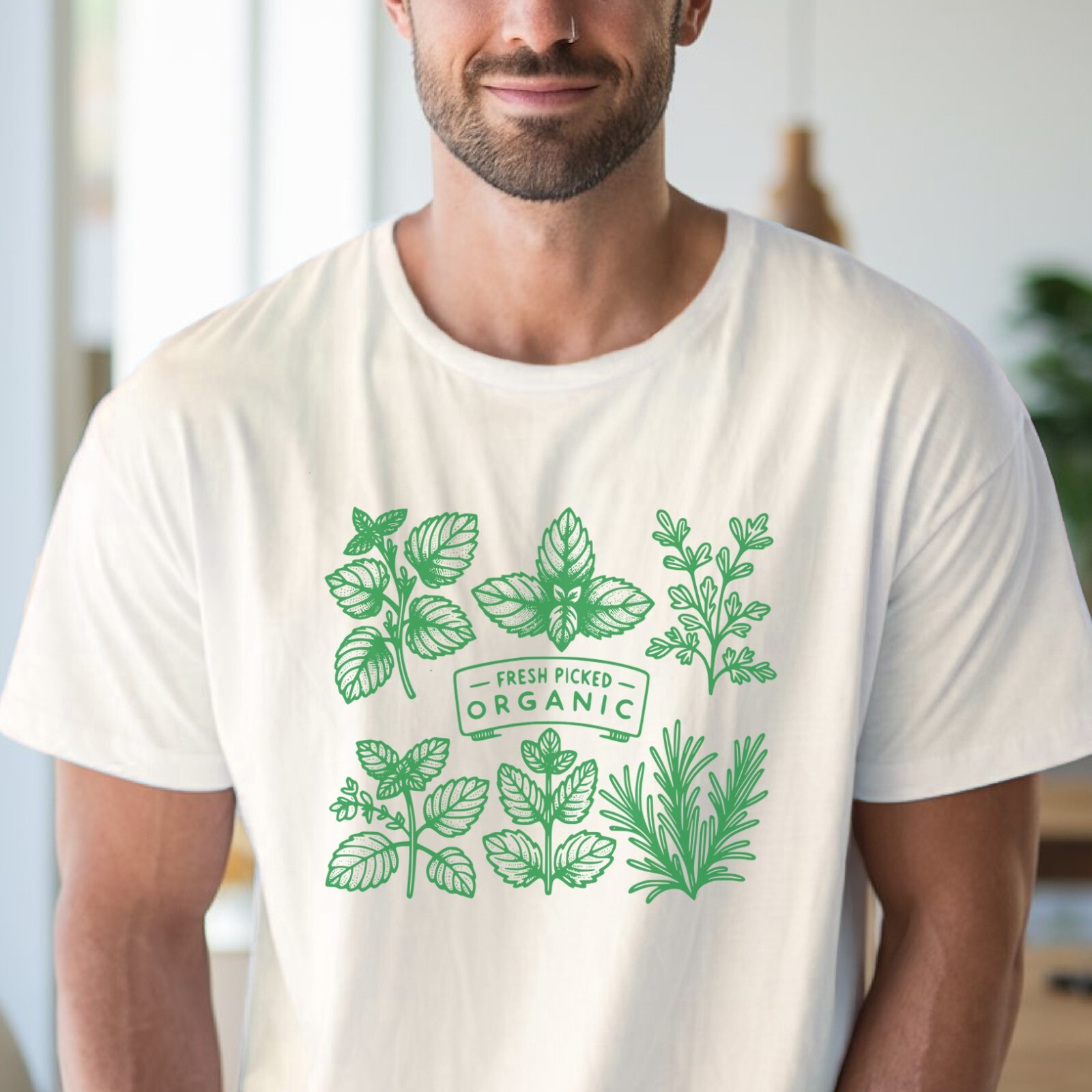 Organic Herb Plant T-Shirt Garden Lover Tee Botanical Nature Shirt