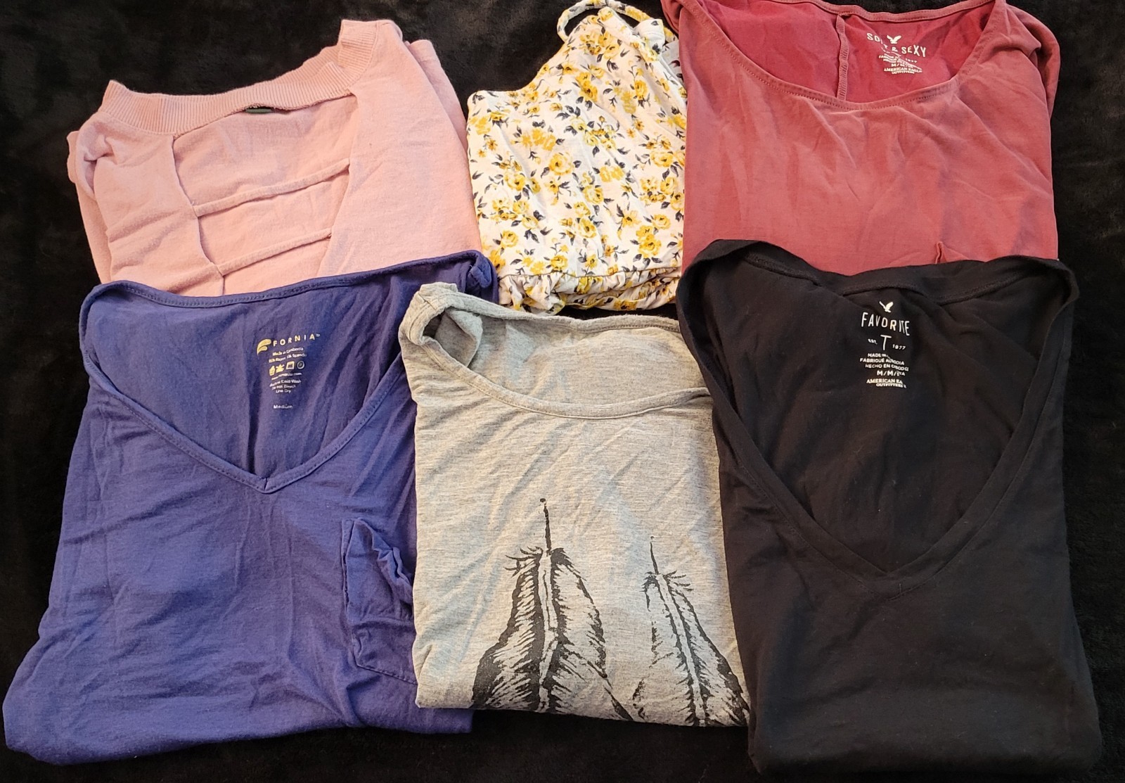 Lot Of 6 Woman’s Summer Tops Short Sleeve Size Medium Mixed Brands