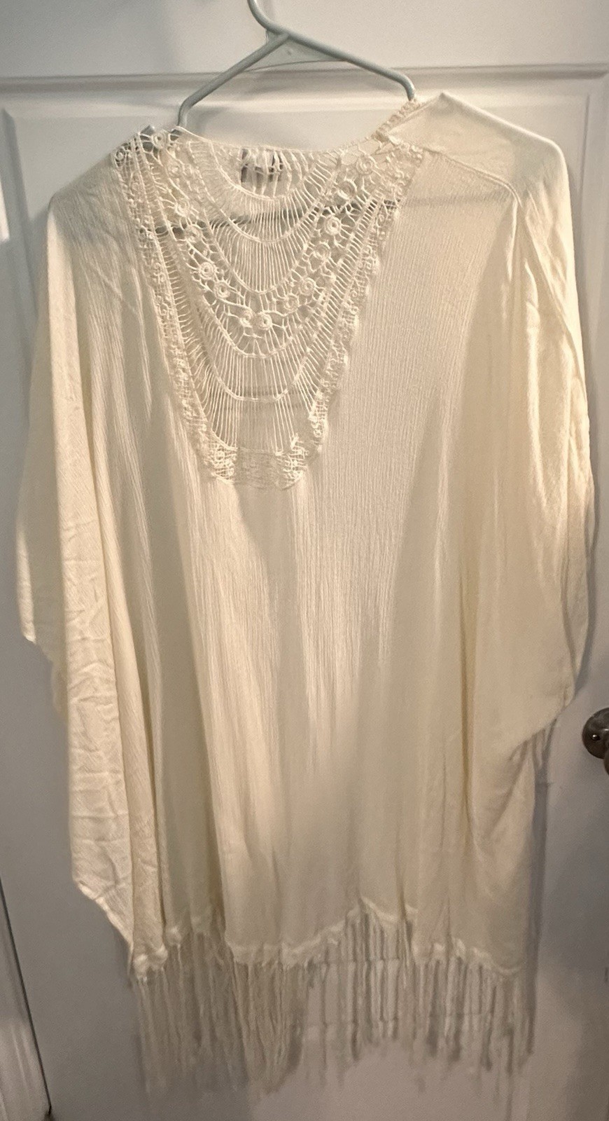 Sonoma Goods For Life Crochet Back Fringe Ruana One Size Boho Hippie