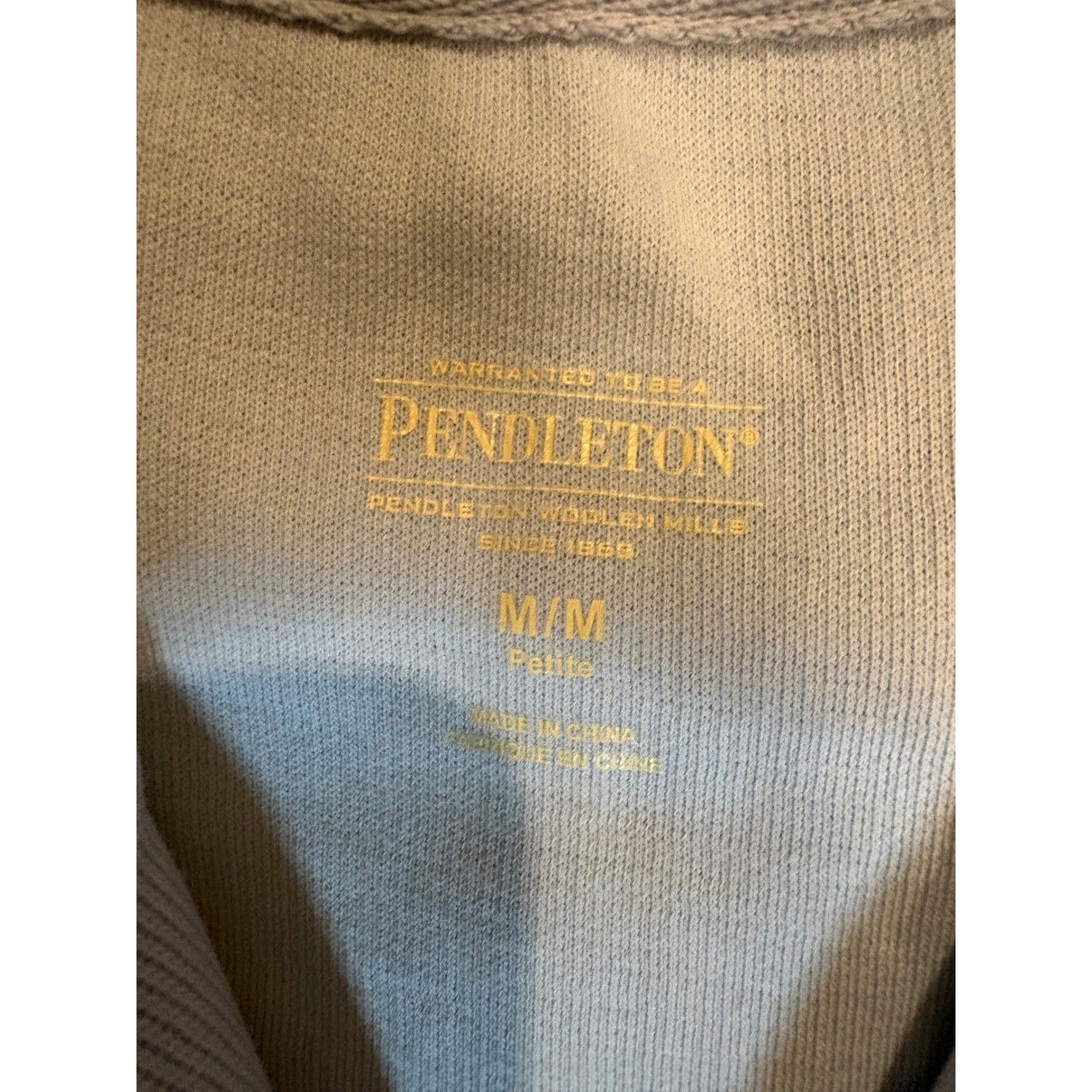 Pendleton NWT Medium Petite 100% Cotton Quarter Zip Pullover Sweater Ribbed Blue