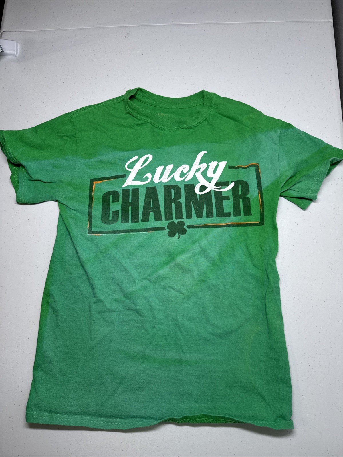 Women’s XXS “Lucky Charmer” Green tshirt, St. Patricks Day, Irish Guinness