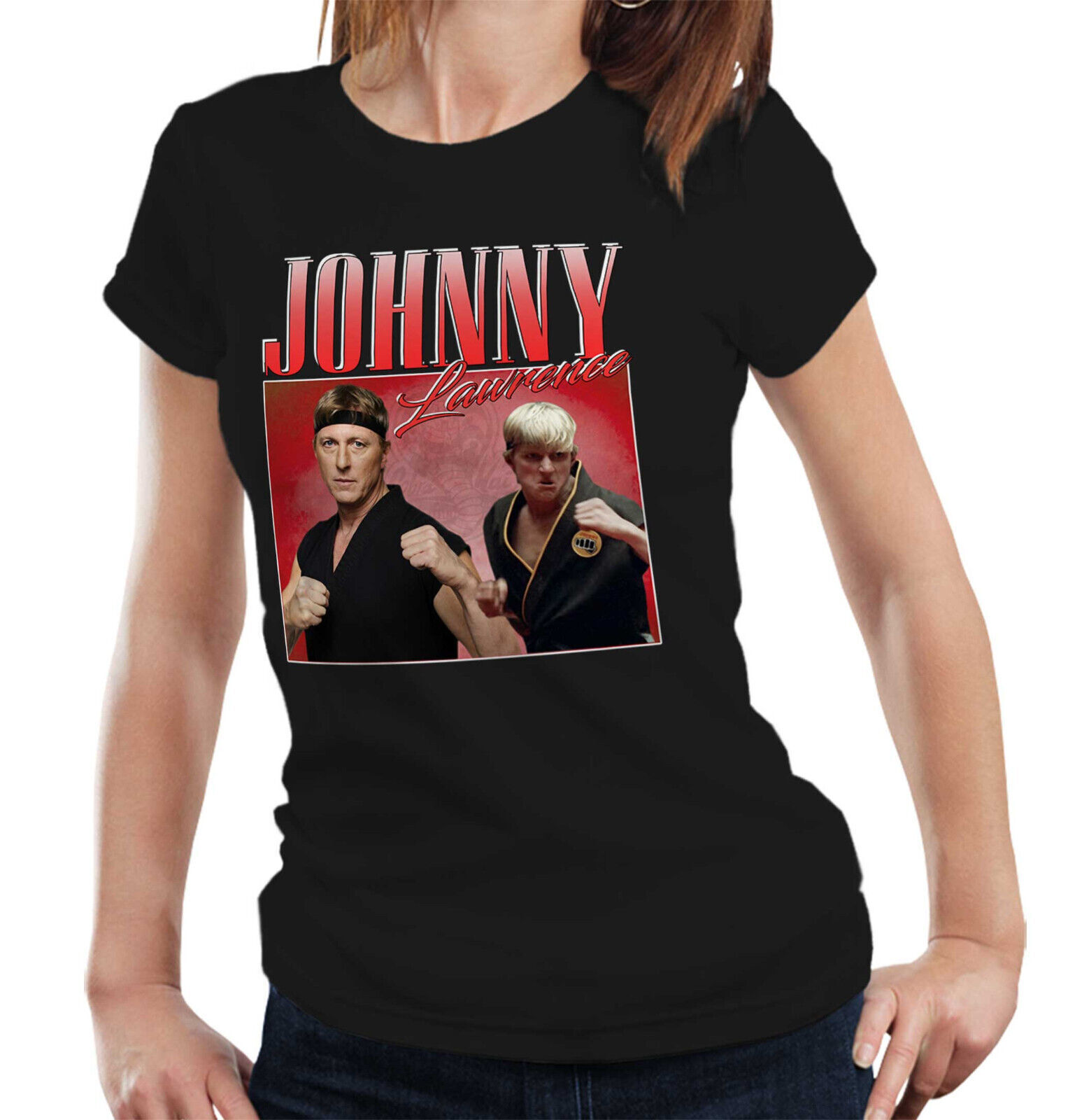 Johnny Lawrence Appreciation Fitted Ladies Tshirt Karate Kid Cobra Kai Throwback