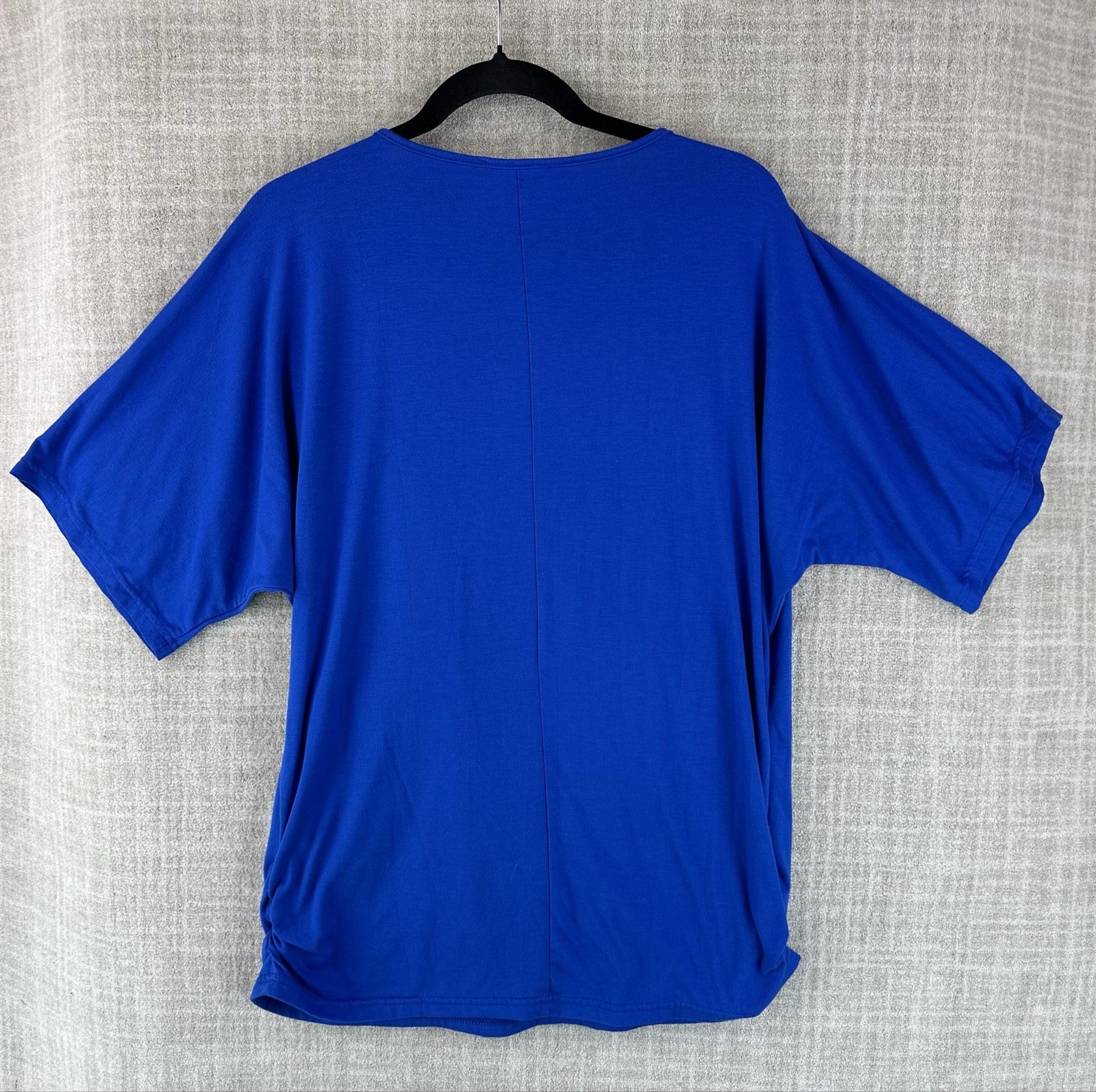 IN’VOLAND Blouse Womens 16W Blue Surplice V-Neck Short Sleeve Mock Wrap
