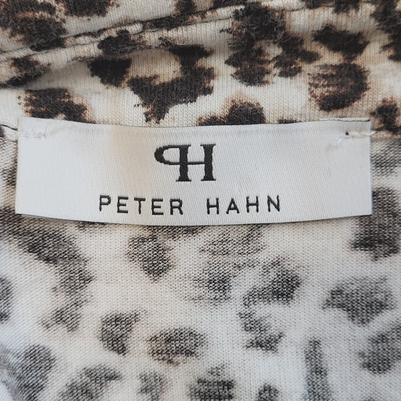 Peter Hahn Womens Top Animal Print Button Up Short Sleeve Size 12