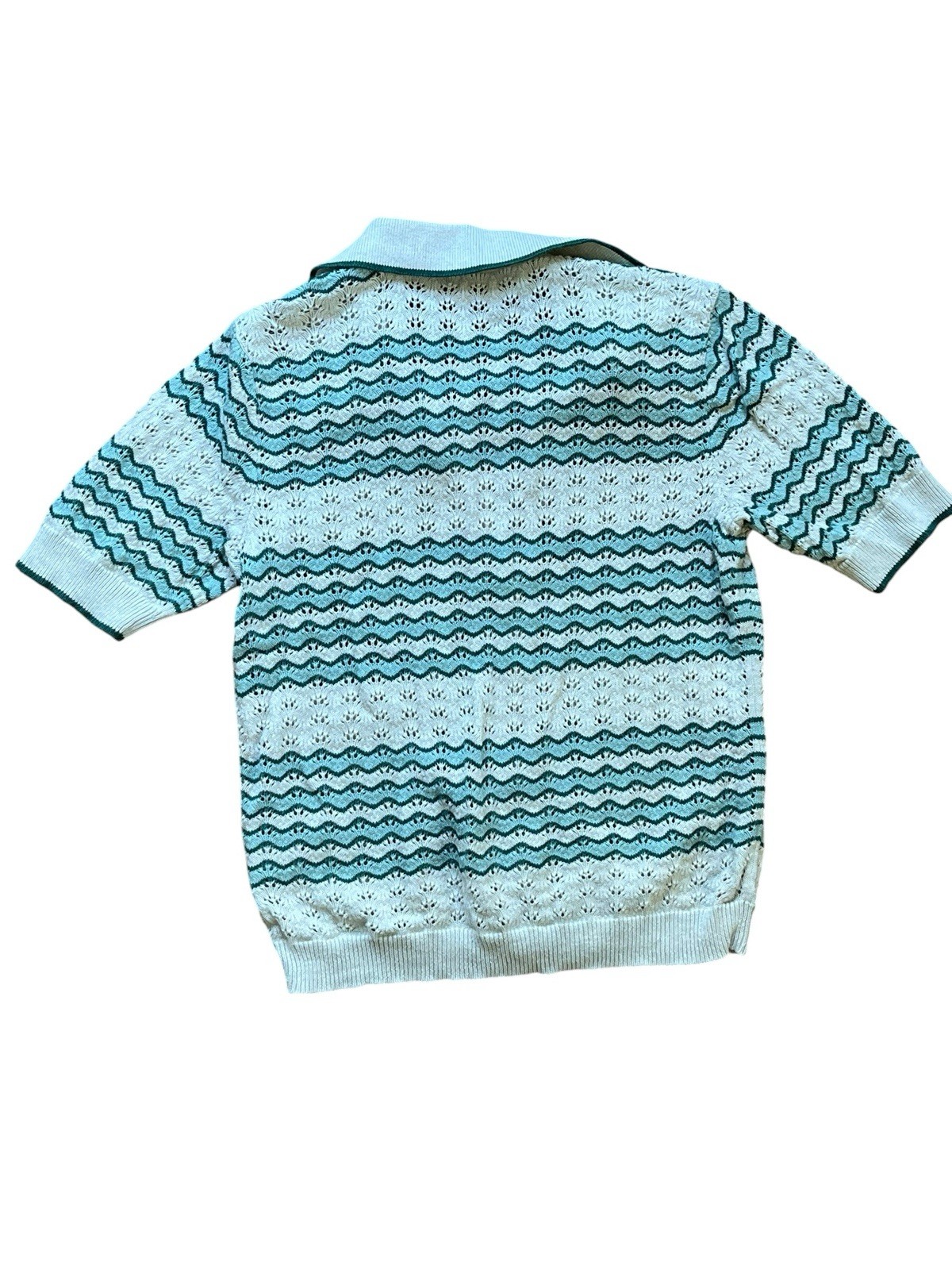 Marine Layer Piper Knit Resort Shirt Button Up Short Sleeve Aqua Groove, Size XS