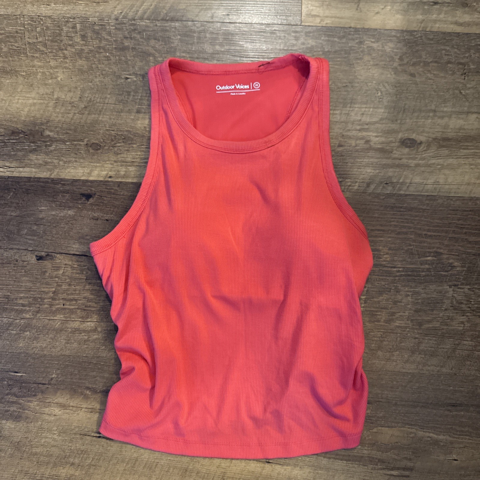 Outdoor Voices Women’s Snug Fit Side Ruched Ribbed Tank Top Medium New
