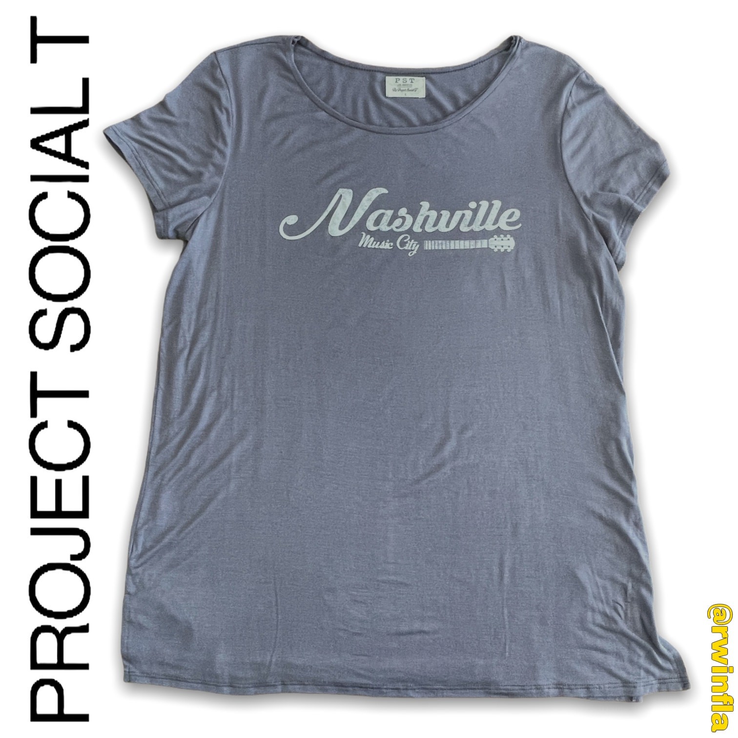 PST Project Social T Nashville Music City Graphic Tee Gray Women’s Size Large