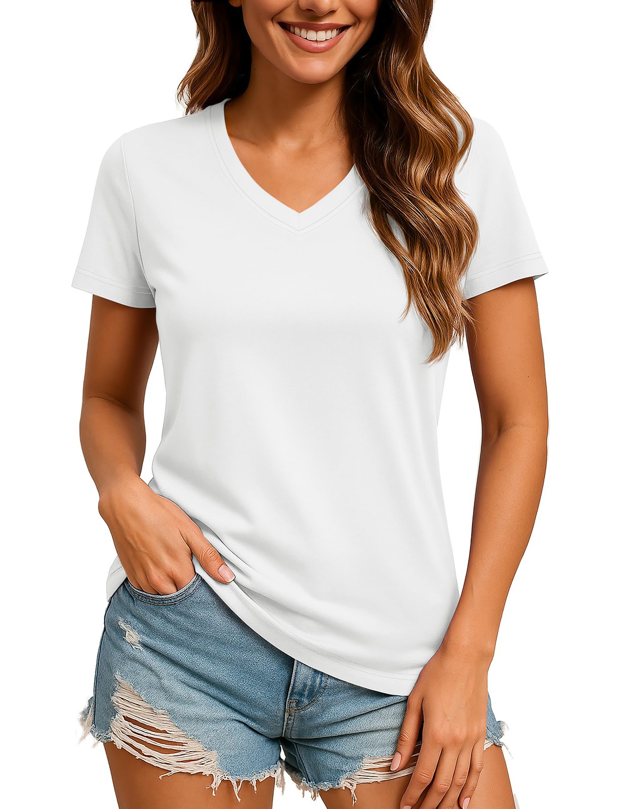 Women’s V-Neck Shirts Short Sleeve UPF 50+ Sun Shirt Performance Quick Dry Tops
