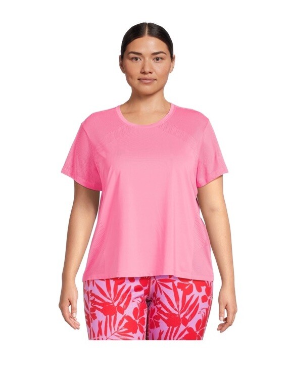 Medium (8-10) Avia Women’s Performance Moisture Wicking Short Sleeve Tee – Pink