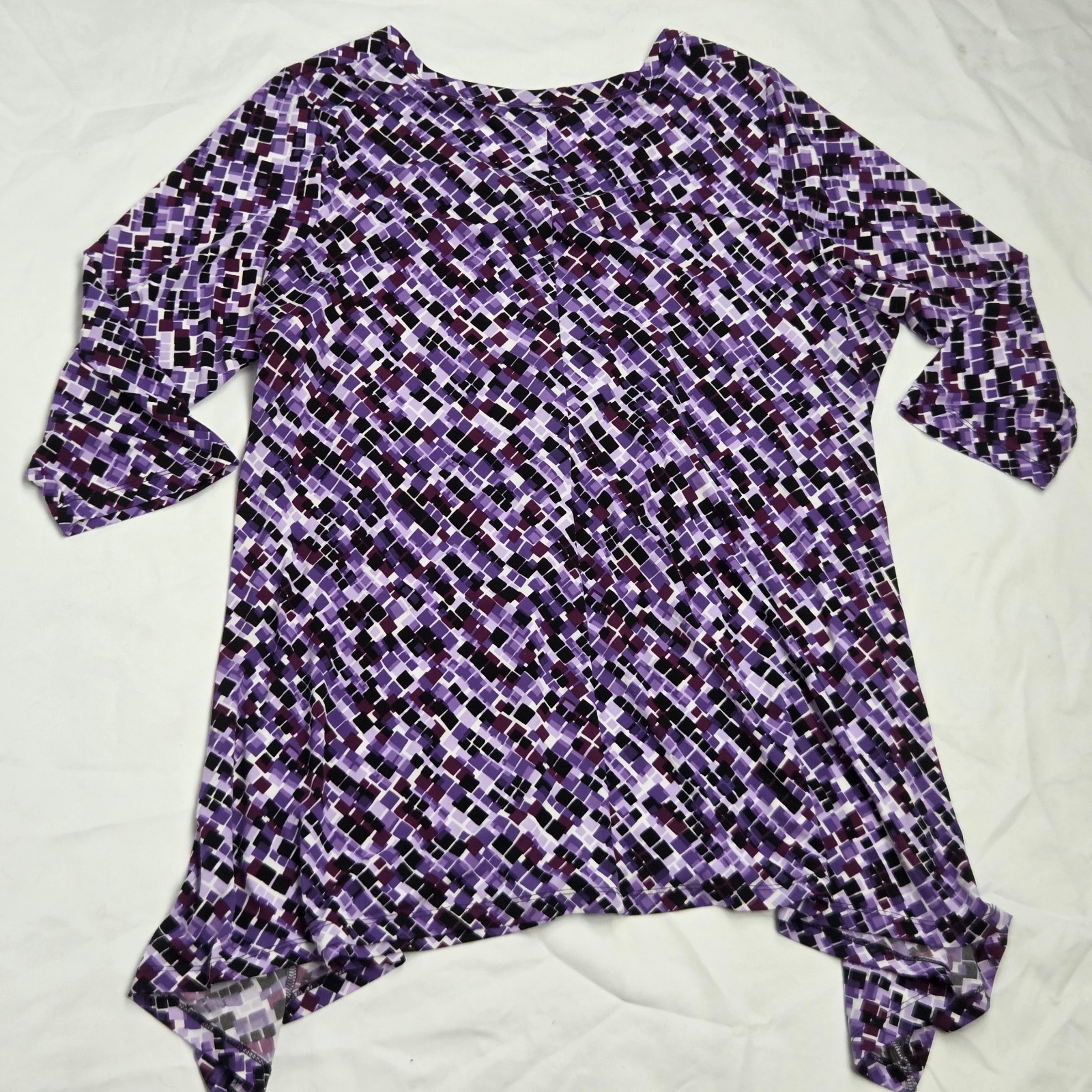 purple and black abstract geometric print womens top size 18/20 woman within