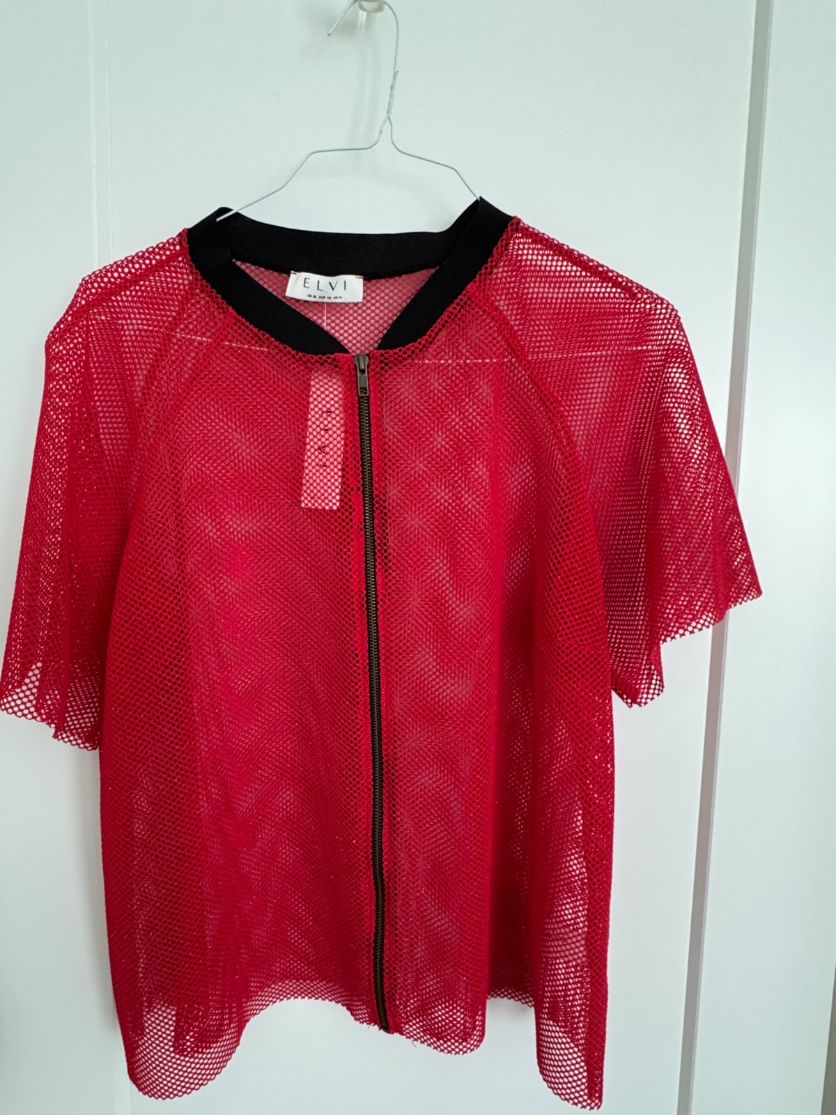 Elvi Size 14 Red Women’s Open Weave Zip Up Jacket – UK Sizing