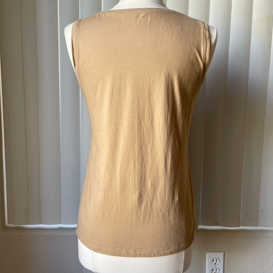 Size 1/M Zenergy by Chico’s Animal Print Beaded Pullover Tank Tee In excellent