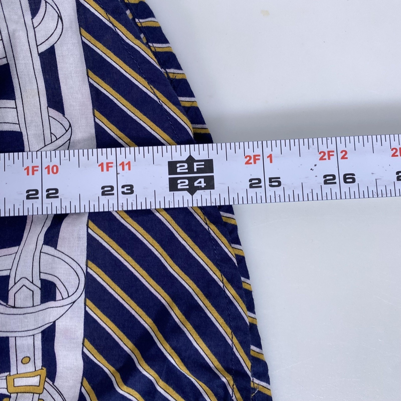 Robert Graham Shirt Womens Large Blue White Gold Striped Belt Chain Print Cotton