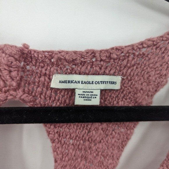 AMERICAN EAGLE Tank Womens Medium Med M Pink Open Back Racerback Sweater