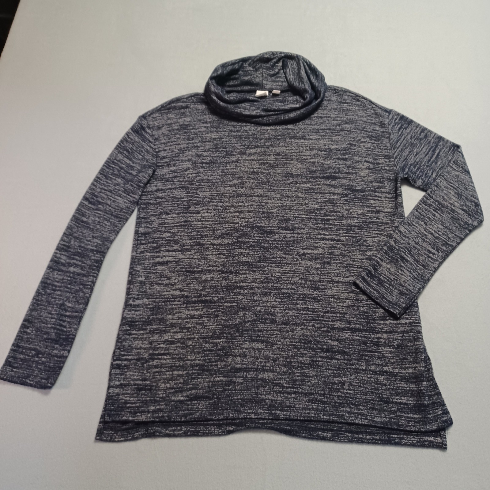 Gap Womens Navy Blue Space Dye Cowl Neck Tunic Pullover Long Sleeve Top Size M