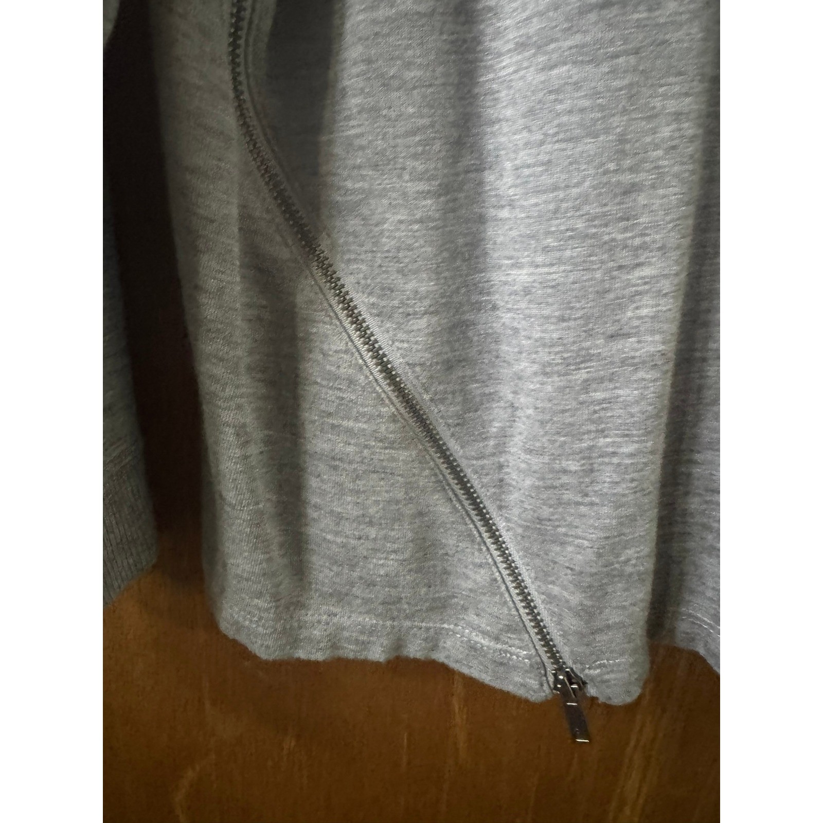 Calvin Klein Jeans Womens Gray Rhinestone Logo Zipper Hem Long Sleeve Top Large