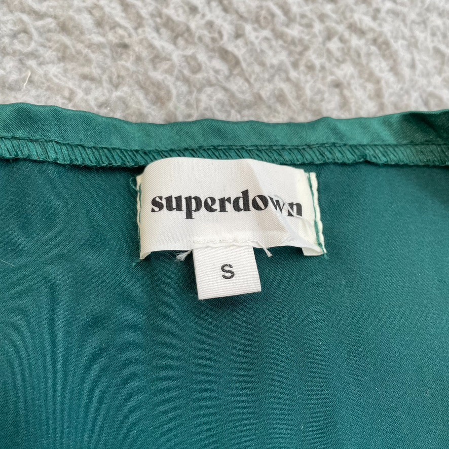 Superdown Sevilla Corset Top Womens Small Green Satin Strapless Club Festival