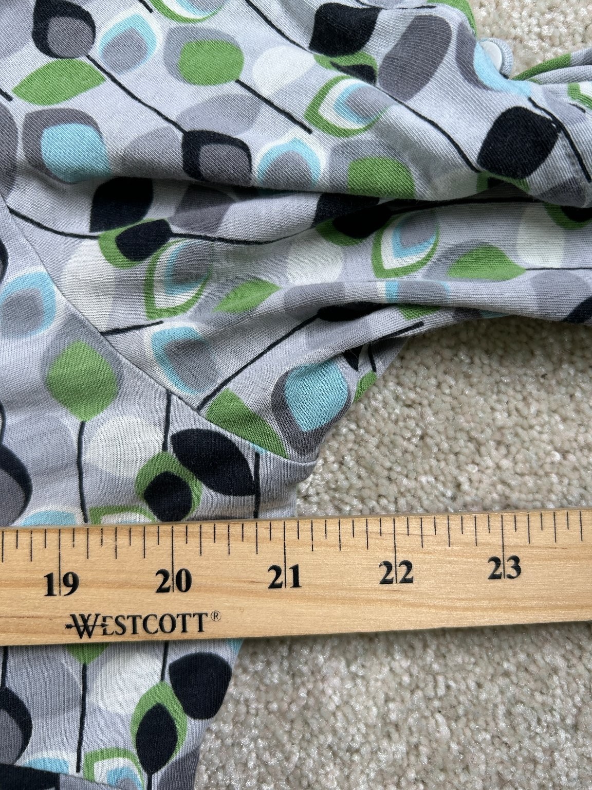 Mixit Womens Large Green Blue Print Top Cotton Modal Blend Stretch Soft