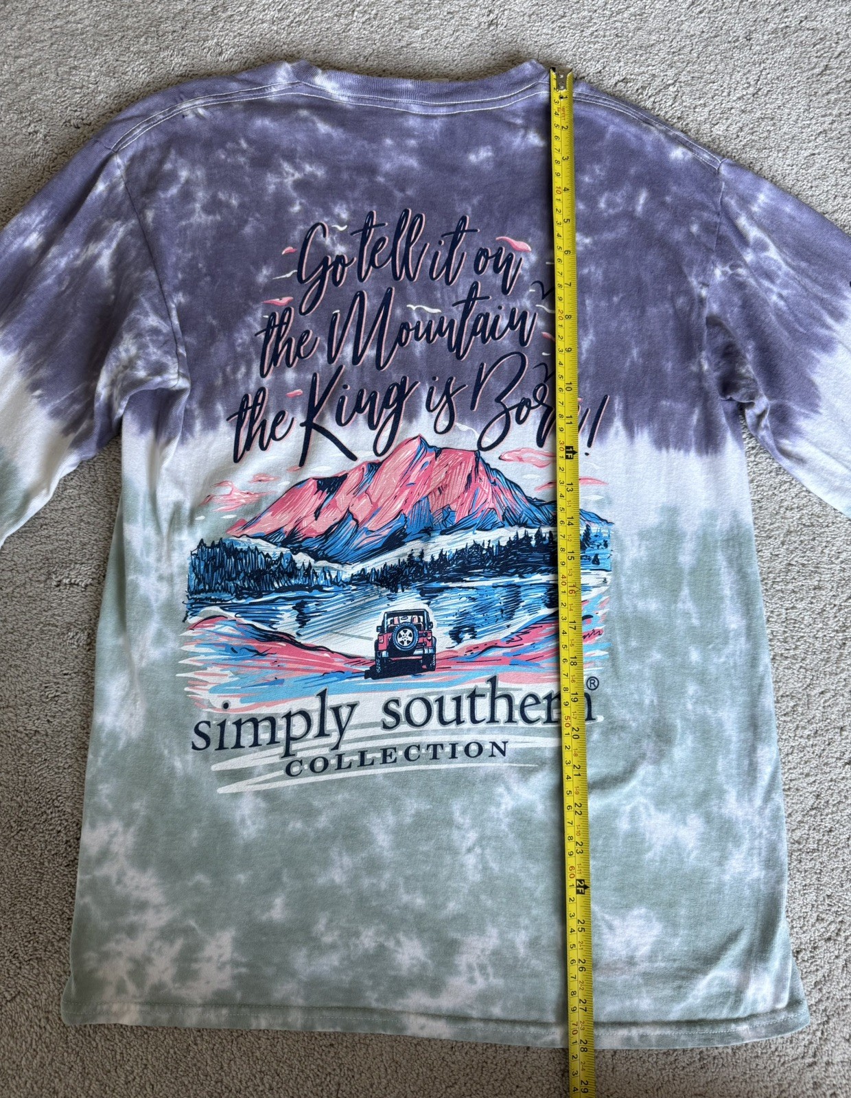 NEW Simply Southern Shirt Tell Mountains Tie Dye Purple Green Pink Jeep Medium