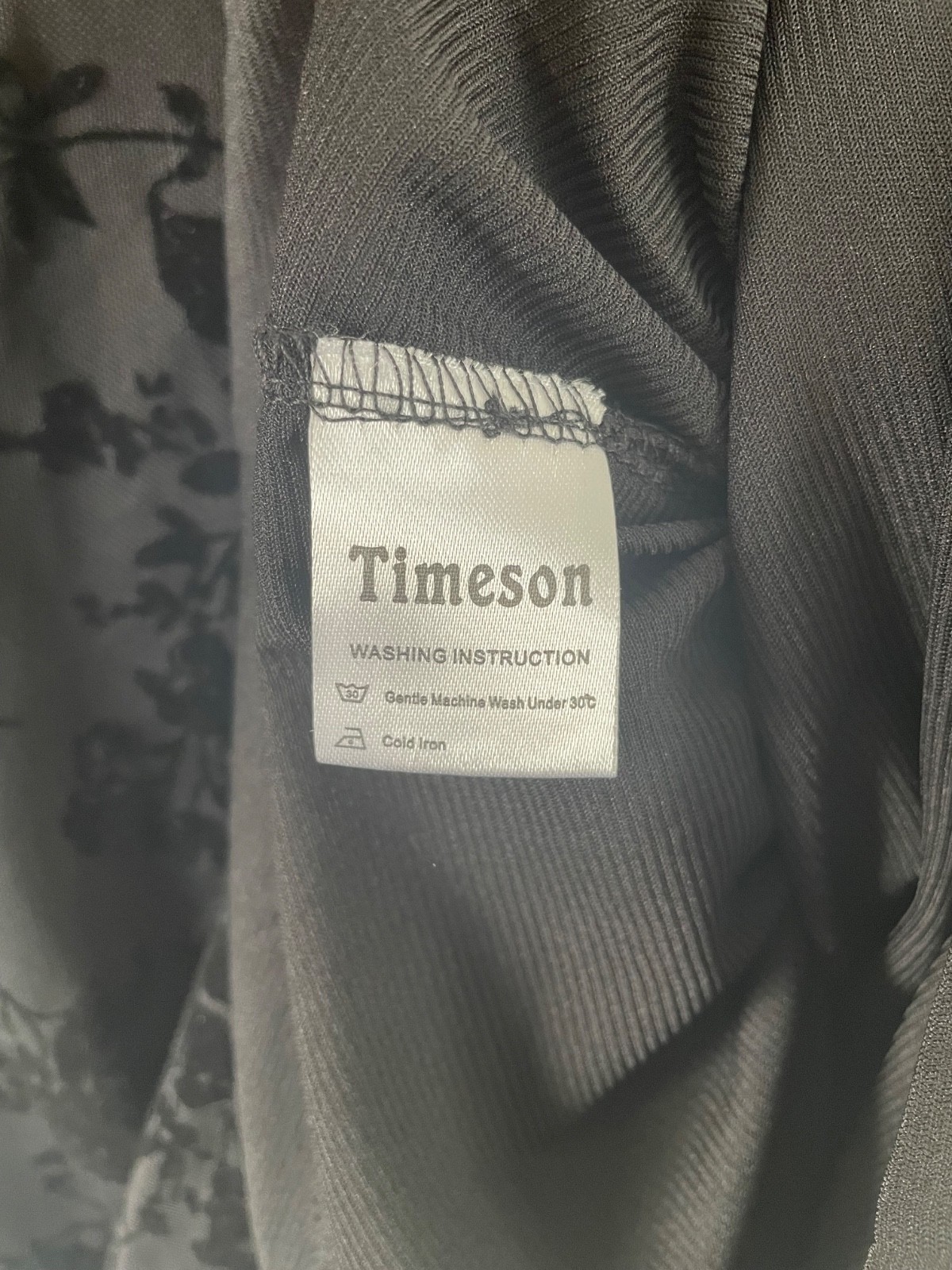 Timeson XL Black Blouse Flutter Sleeve Lined Lace Top