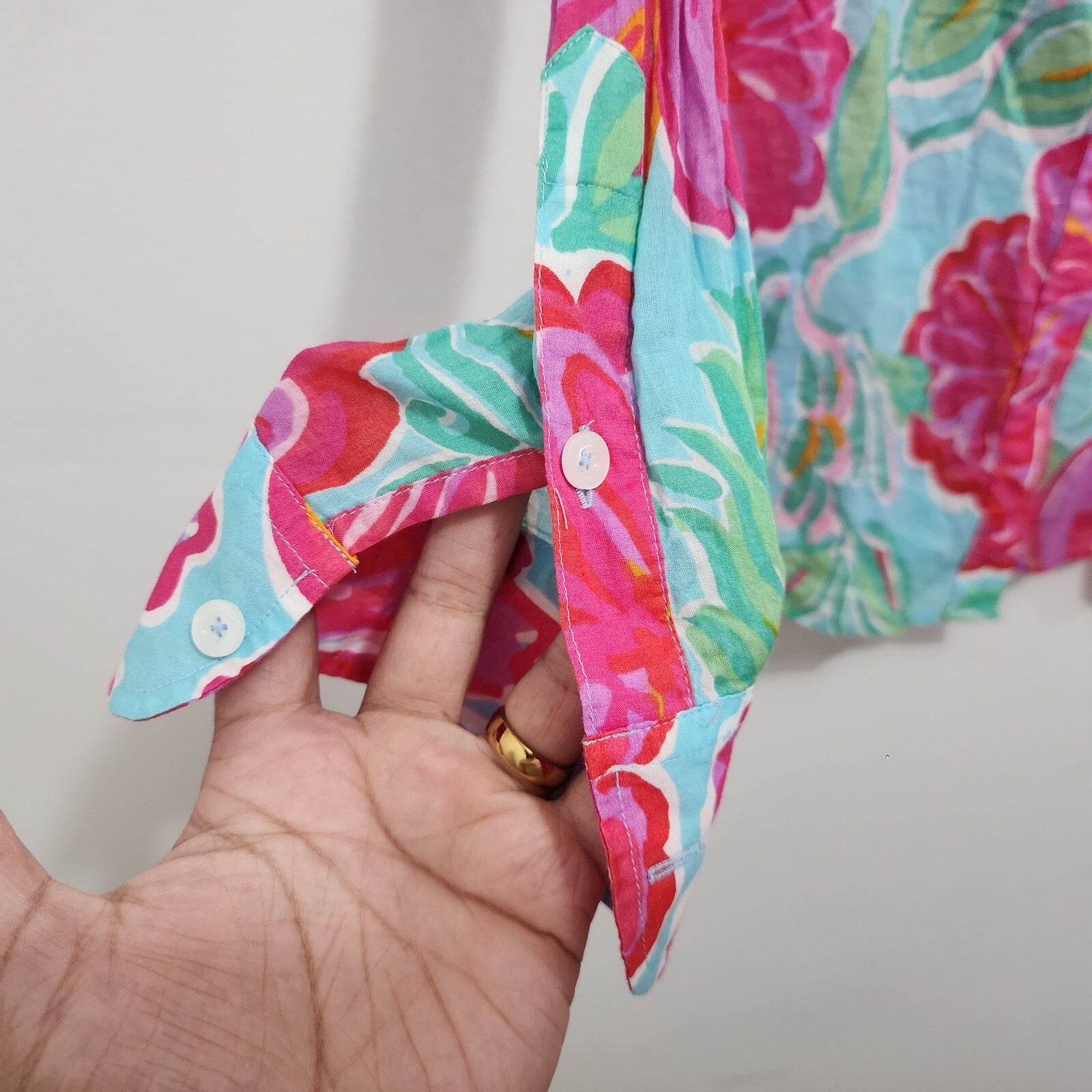 Lilly Pulitzer Button-Front Shirt Shorely Blue Bellina Floral Women’s Size 4