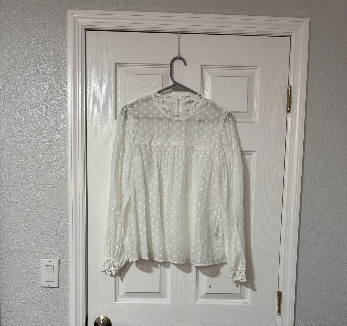 Claudie Pierlot size 40 EU (8US) White sheer Eyelet Blouse