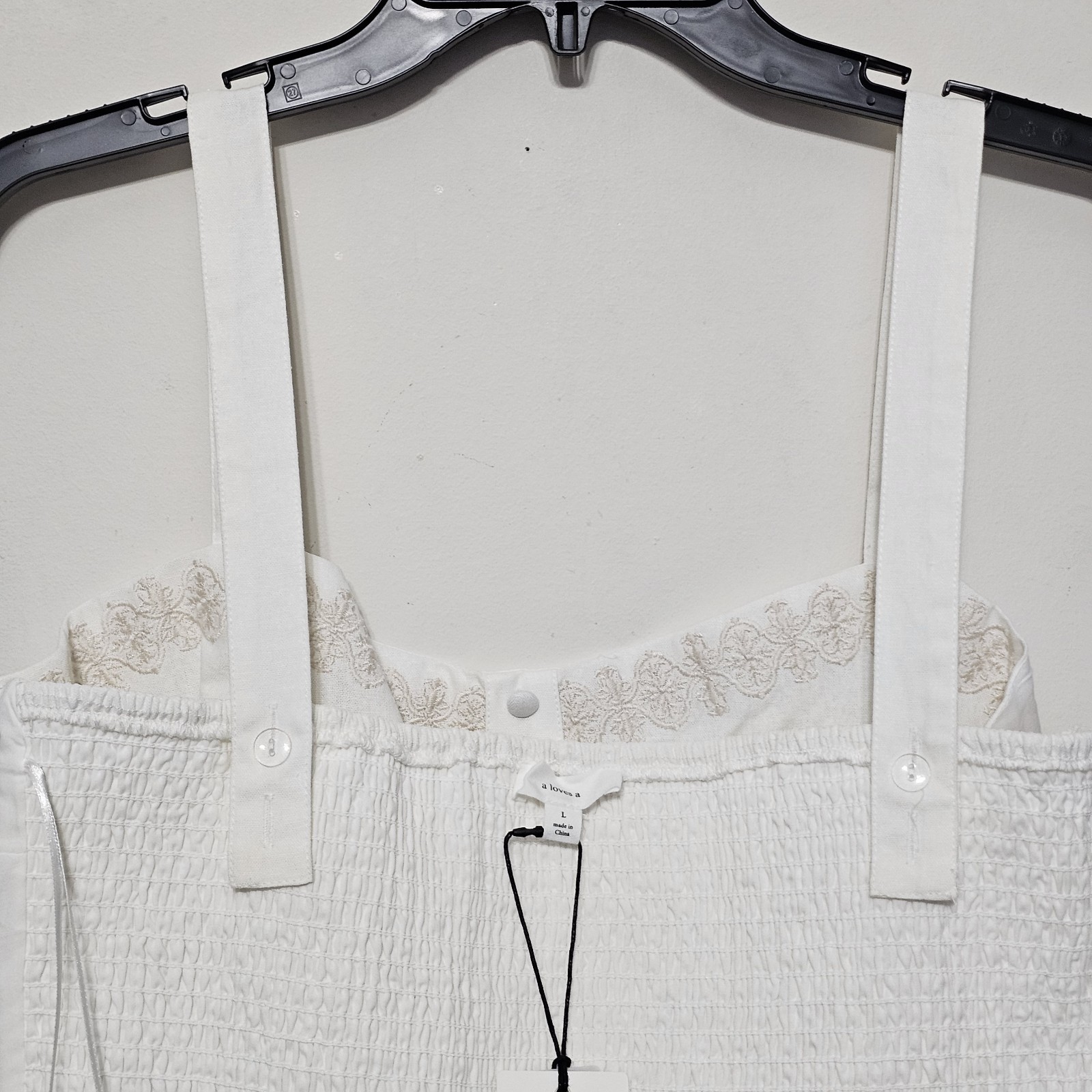 A Loves A Women Tank Top Blouse Large White Linen Cotton Cropped Sleeveless 624